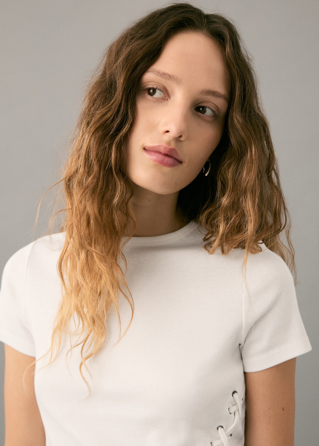 Braided t-shirt with drawstring