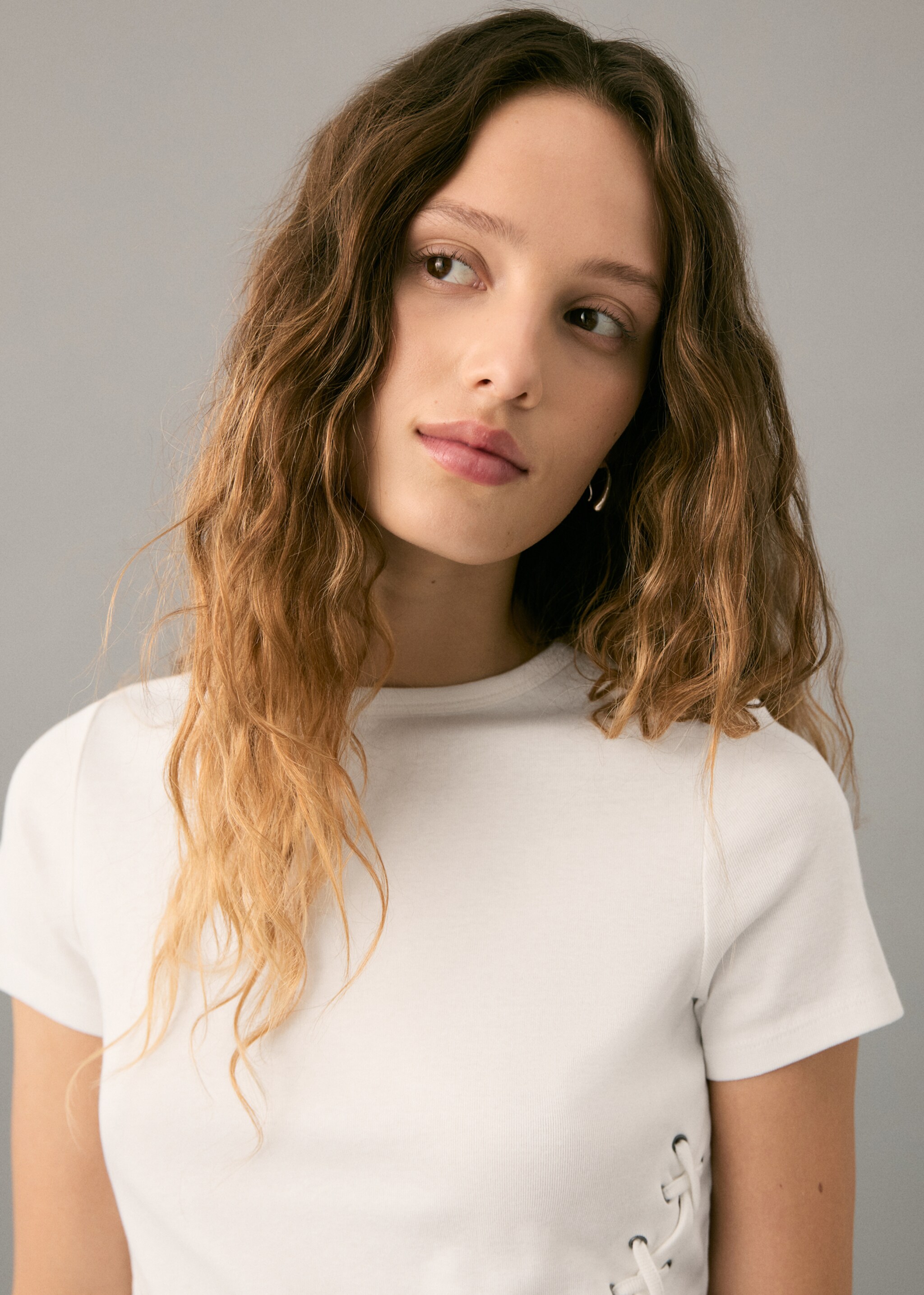 Μπλούζα με κορδόνι πλεγμένο - Λεπτομέρεια του προϊόντος 1, Υπόλευκο. Ref: 27051516-00.