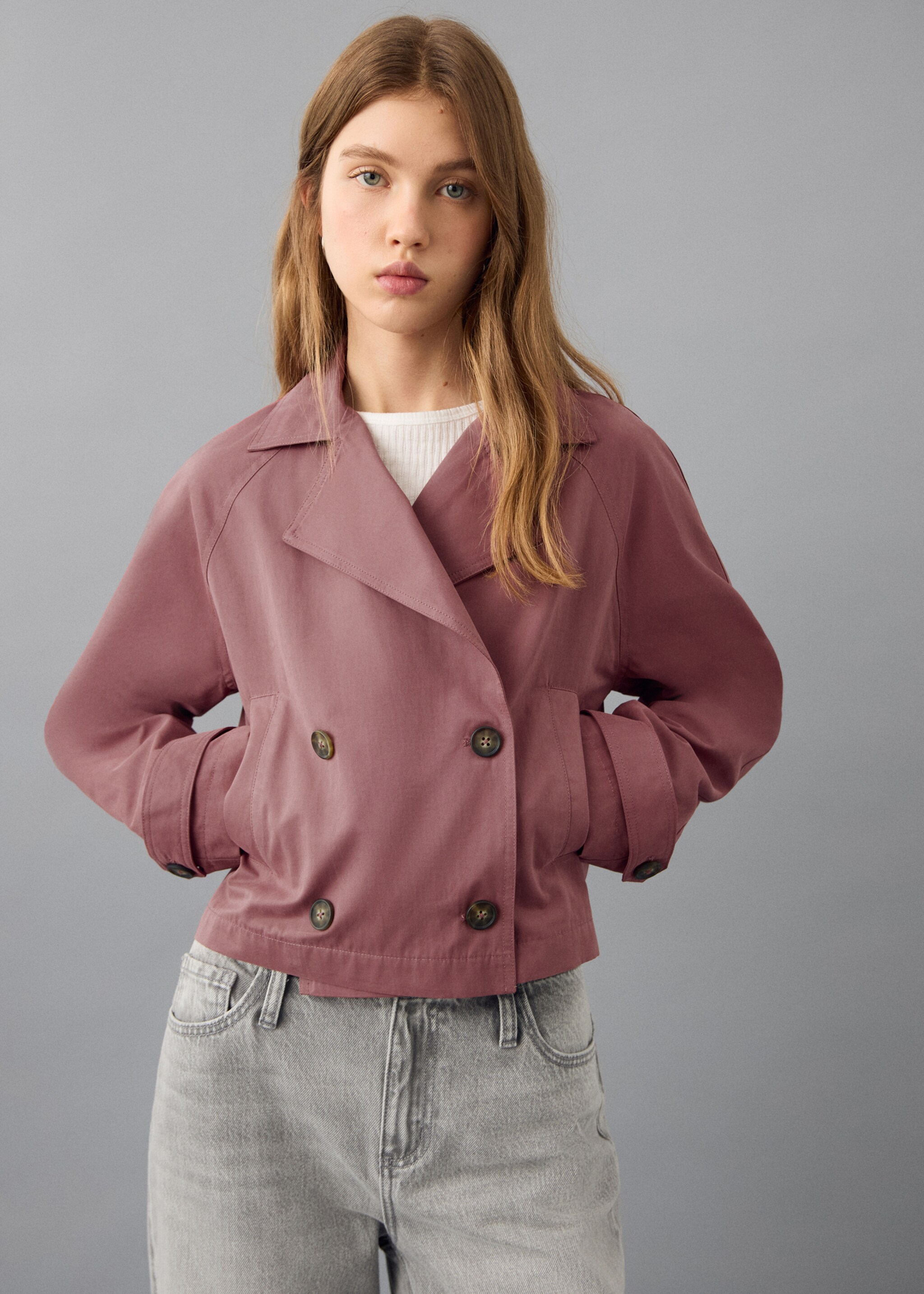 Short trench coat - Medium plane, Pink. Ref: 27051518-00.