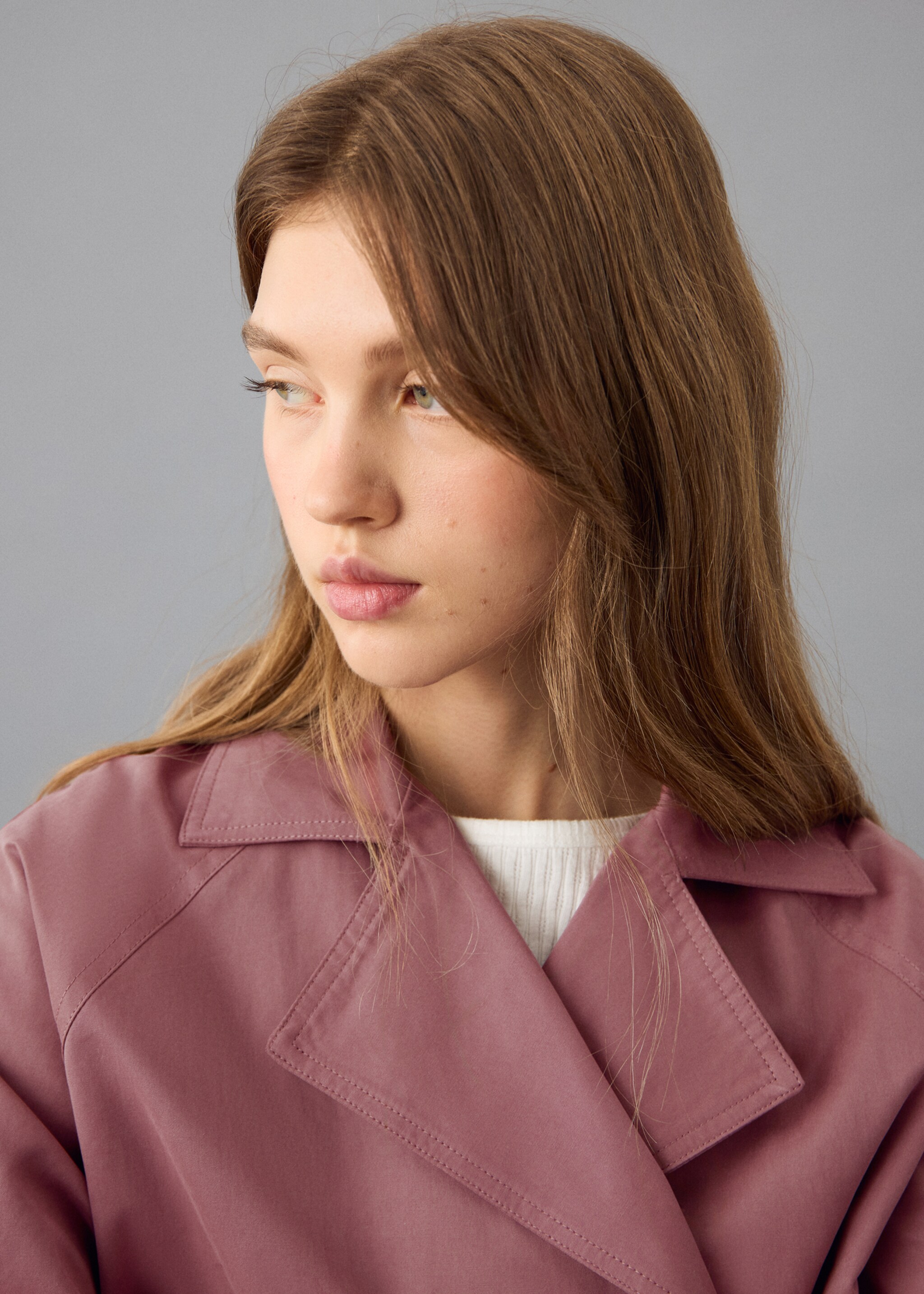 Short trench coat - Details of the article 1, Pink. Ref: 27051518-00.