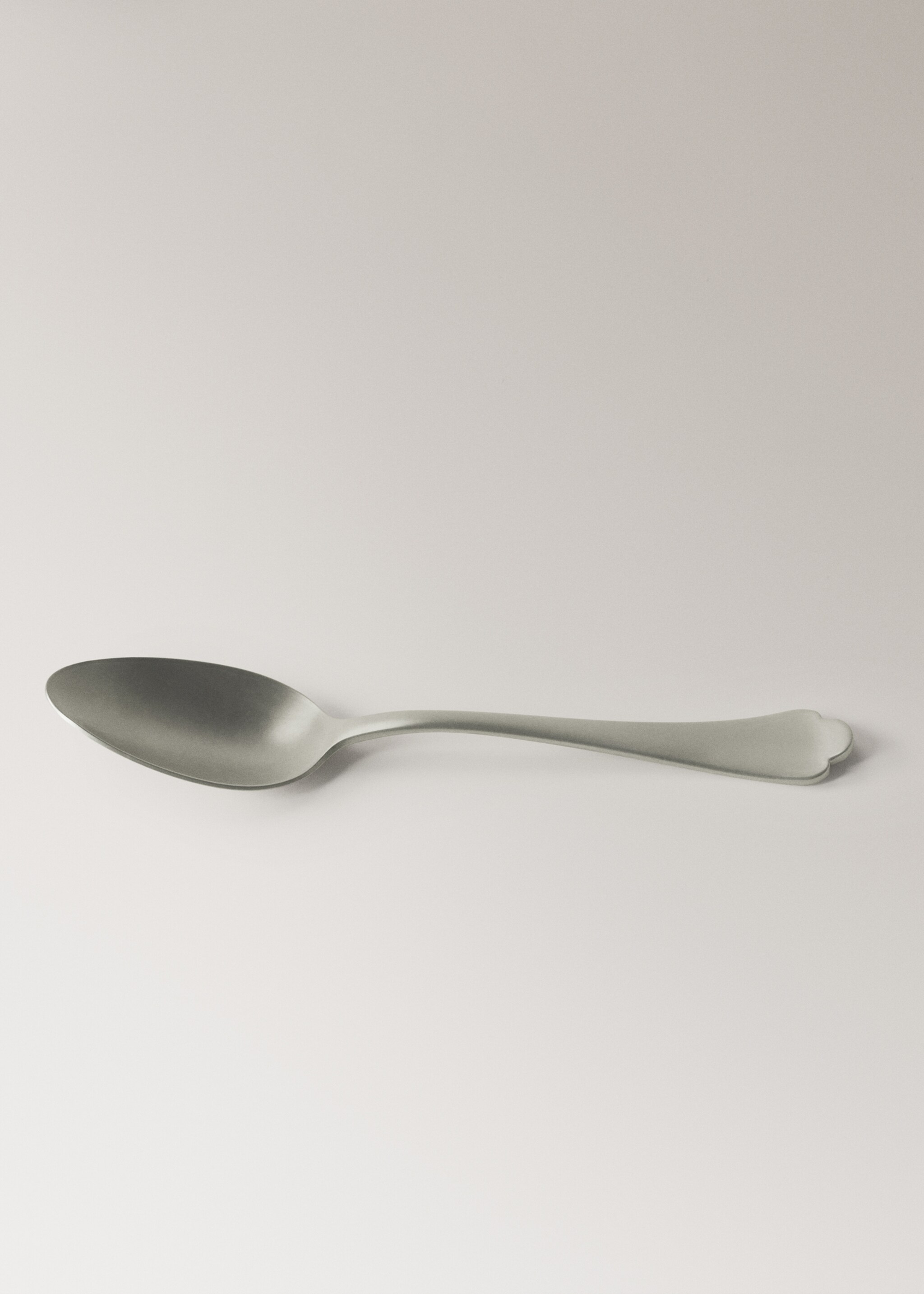 Set of 4 matte stainless steel dessert spoons - Details of the article 2, Grey. Ref: 27051522-00.