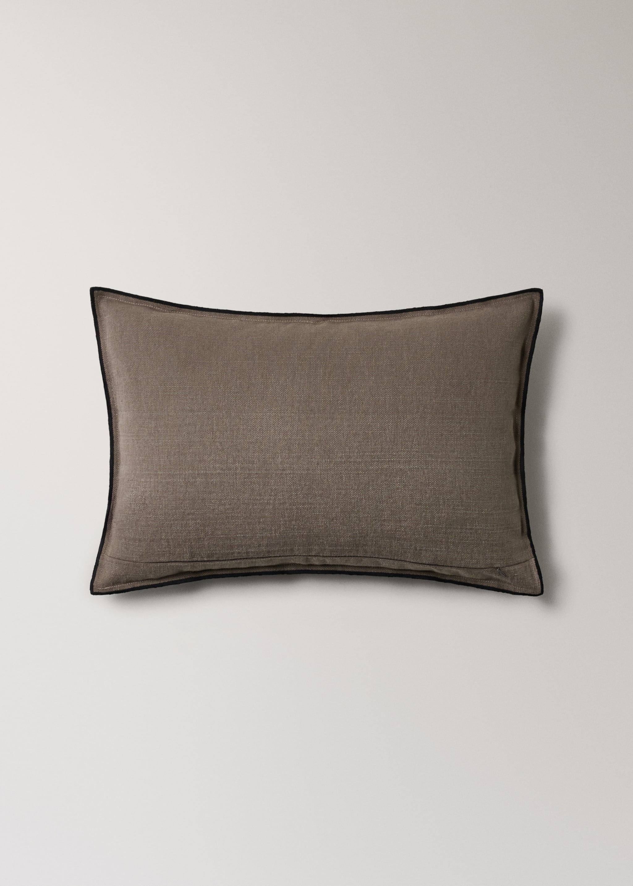 Povlak na polštář overlockový lem bavlna a len 40 x 60 cm - Detail zboží 4, Středně hnědá. Ref: 27051526-00.