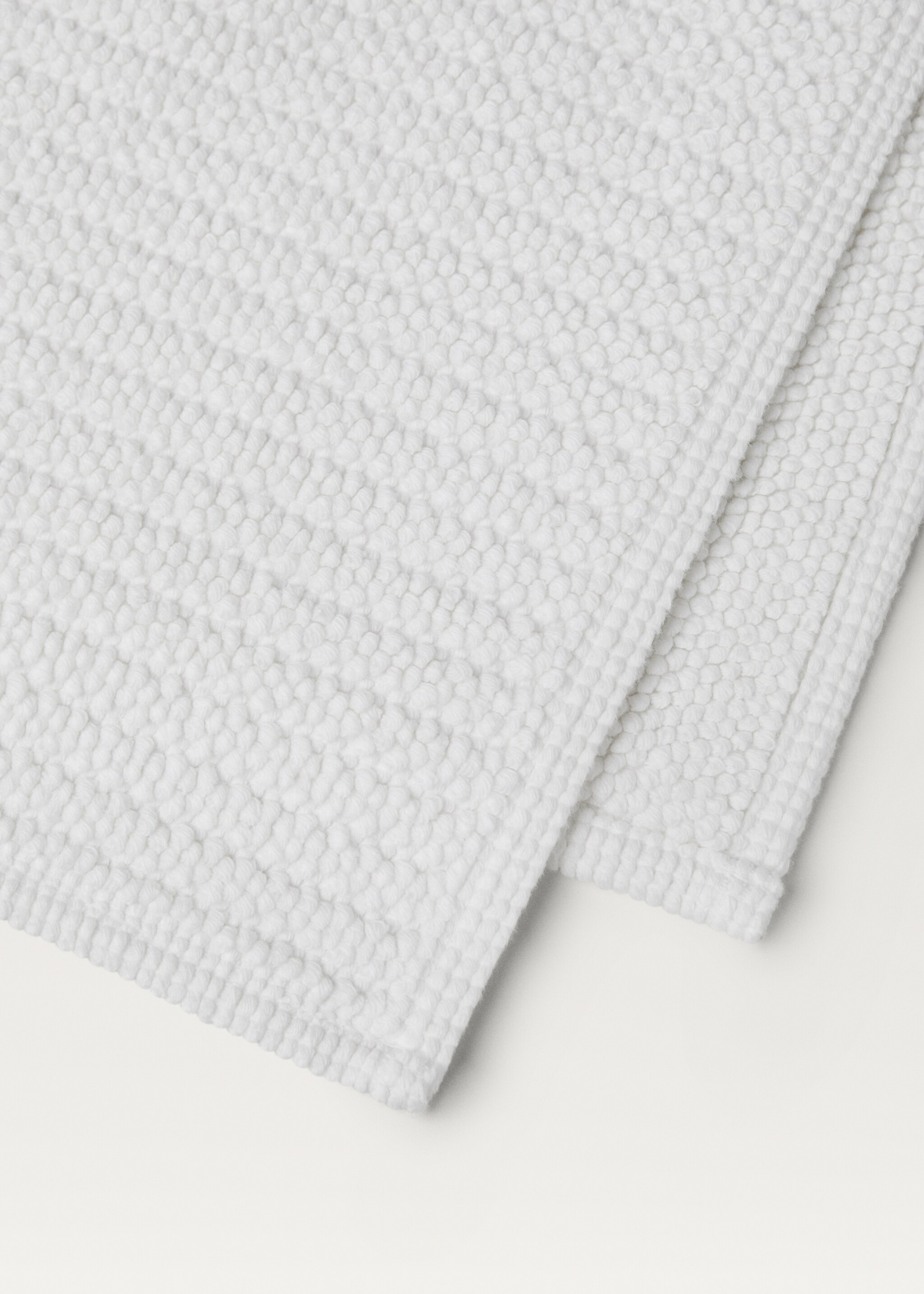 Βαμβακερό ανάγλυφο χαλί μπάνιου διπλής όψης - Λεπτομέρεια του προϊόντος 1, Λευκό. Ref: 27051528-00.