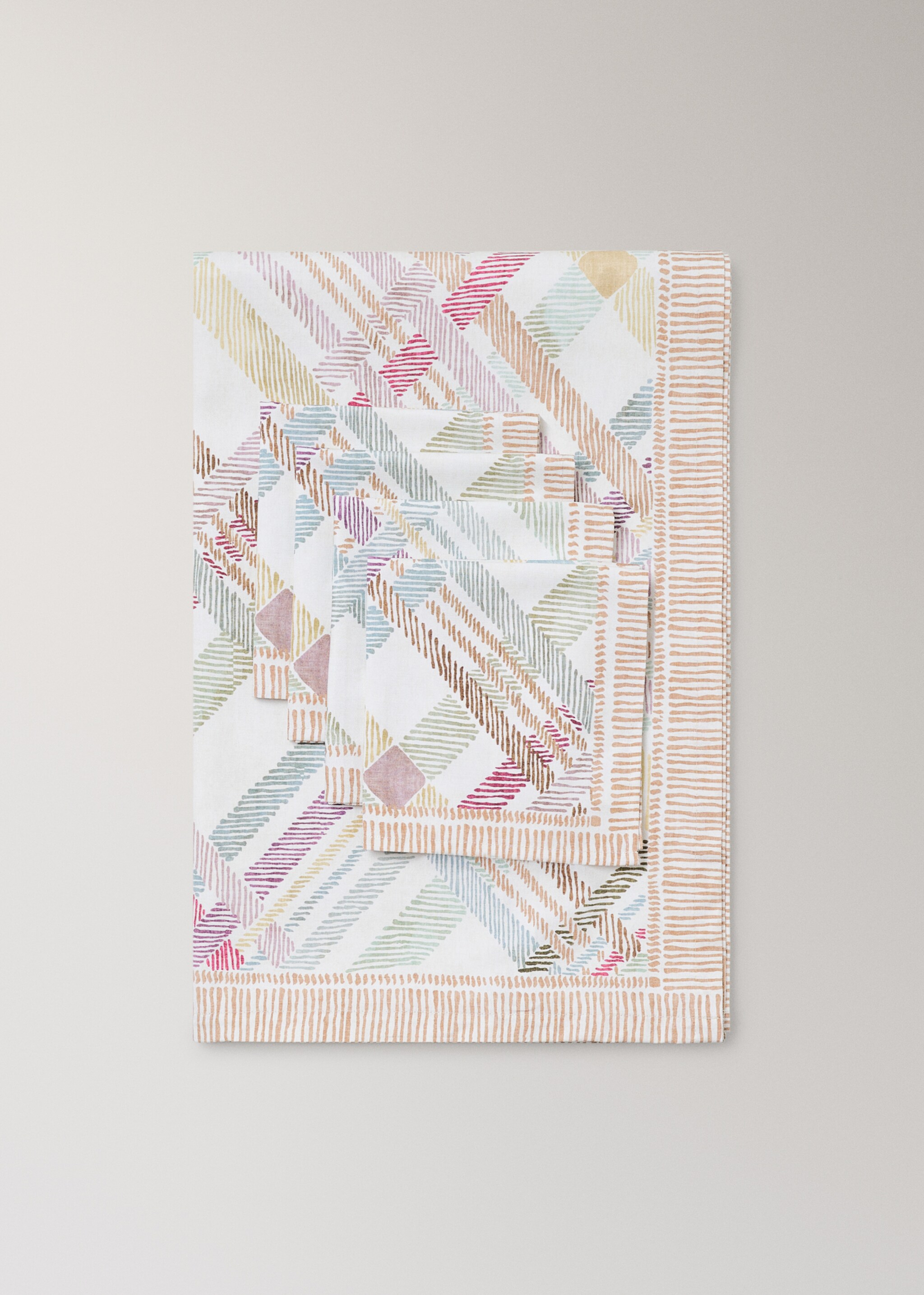 Mehrfarbige bedruckte Baumwollservietten - Detail des Artikels 3, Lila. Ref: 27051532-00.