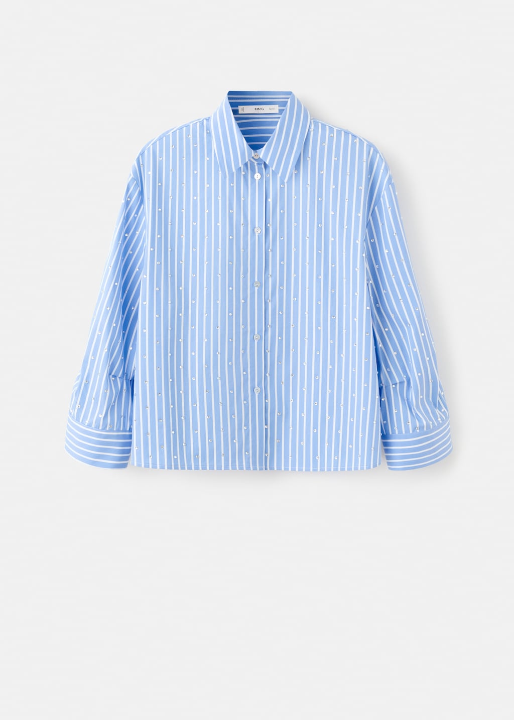 Striped crop blouse with rhinestones - image 4