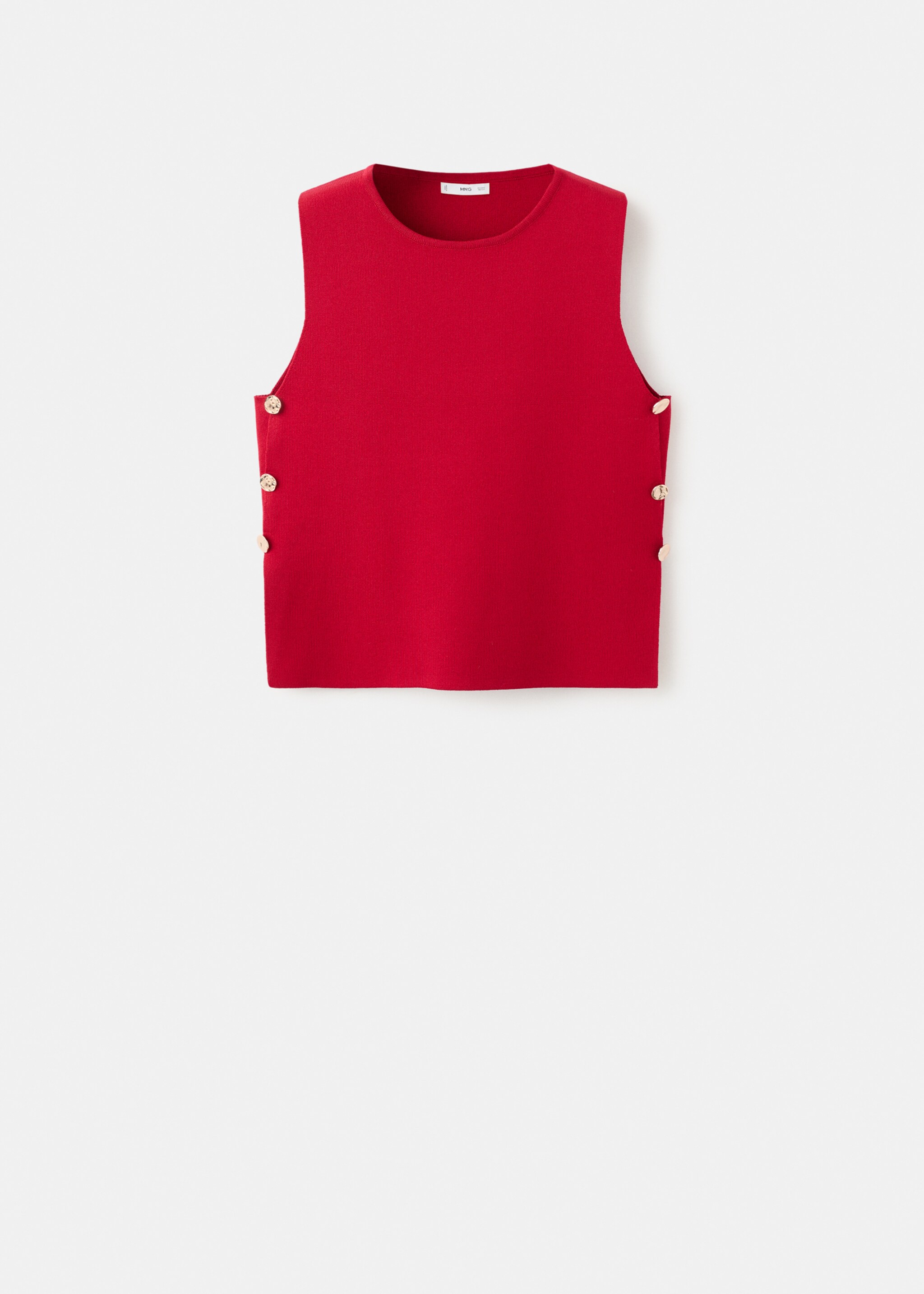 Knitted top with side buttons - Article without model, Red. Ref: 27052540-00.
