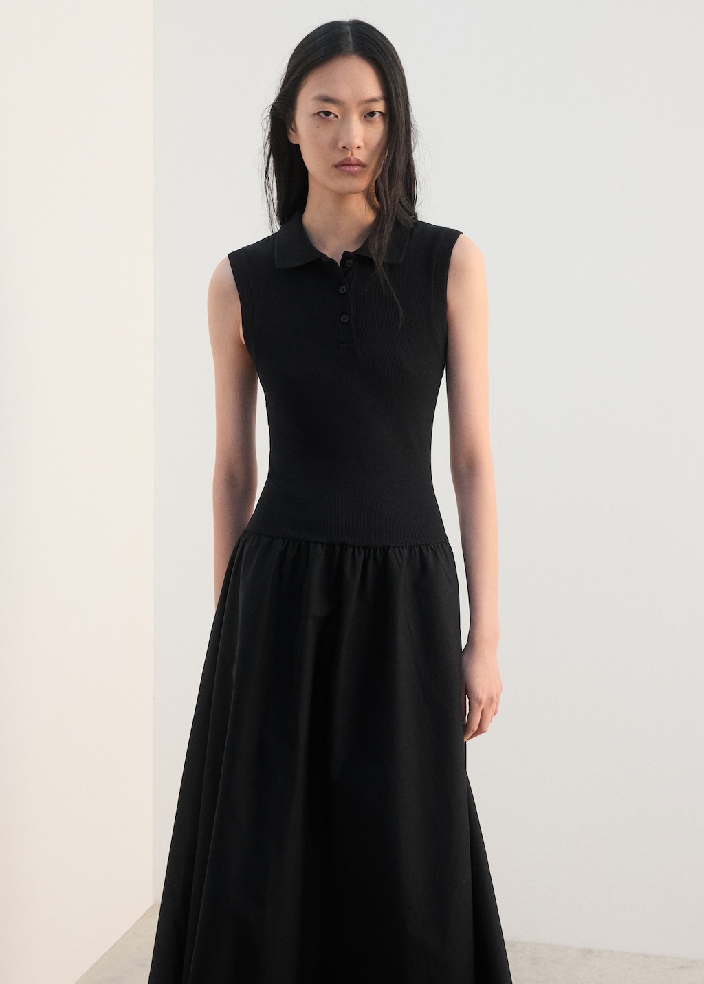 Polo collar mixed dress