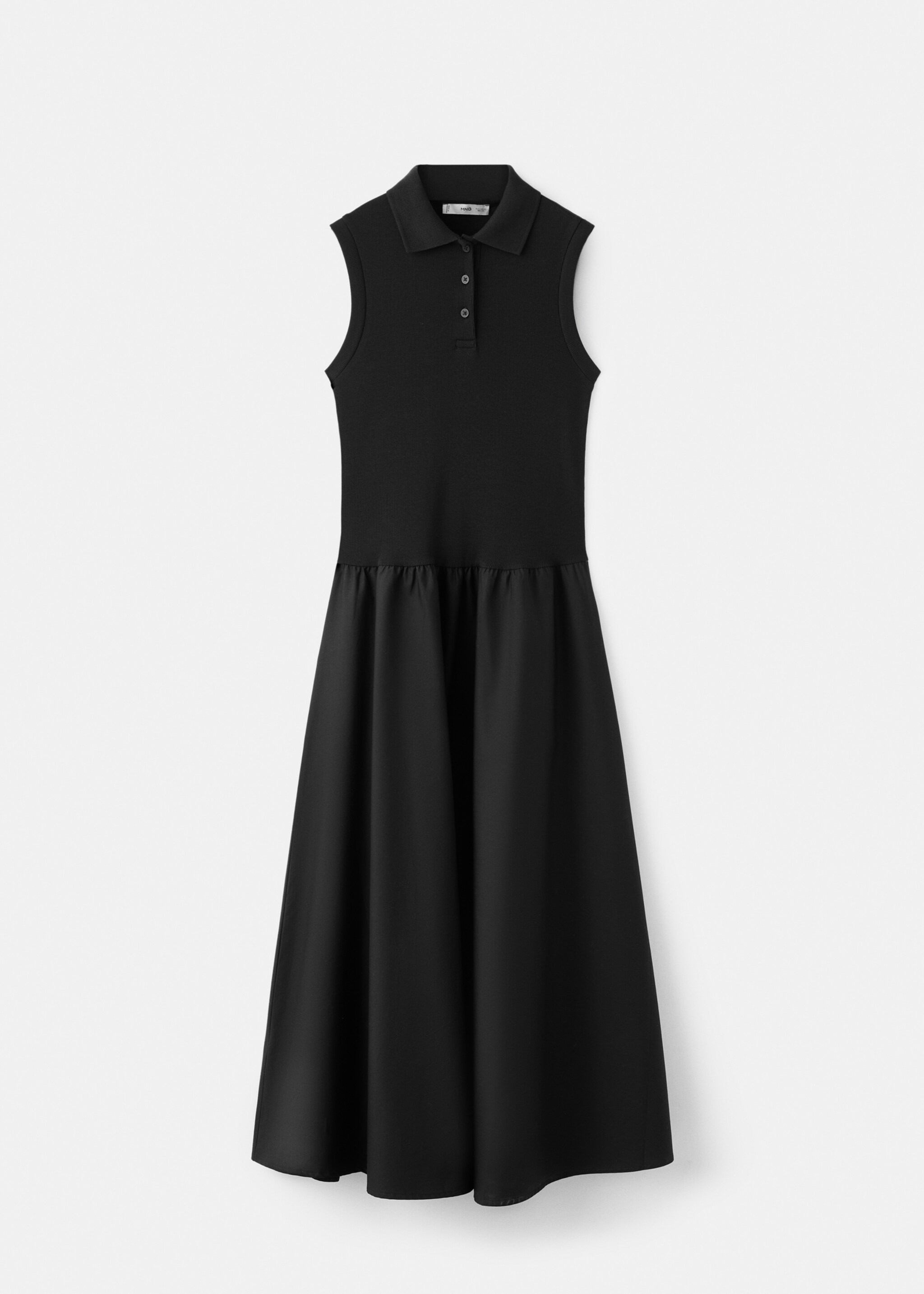 Vestido combinado cuello polo - Artículo sin modelo, Negro. Ref: 27052541-00.