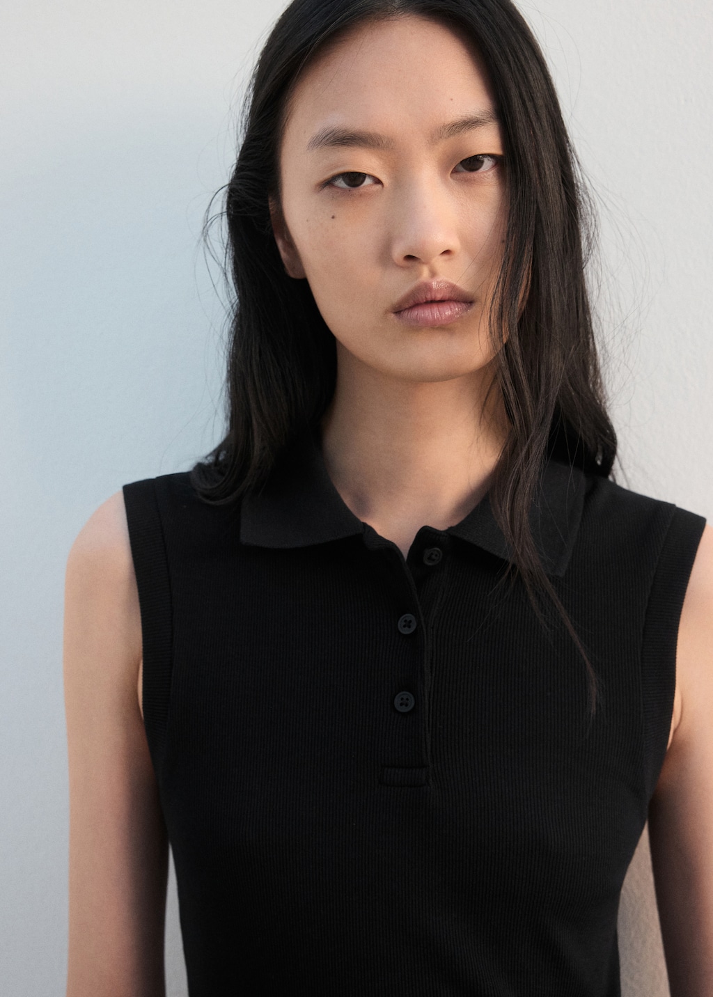Polo collar mixed dress - image 4