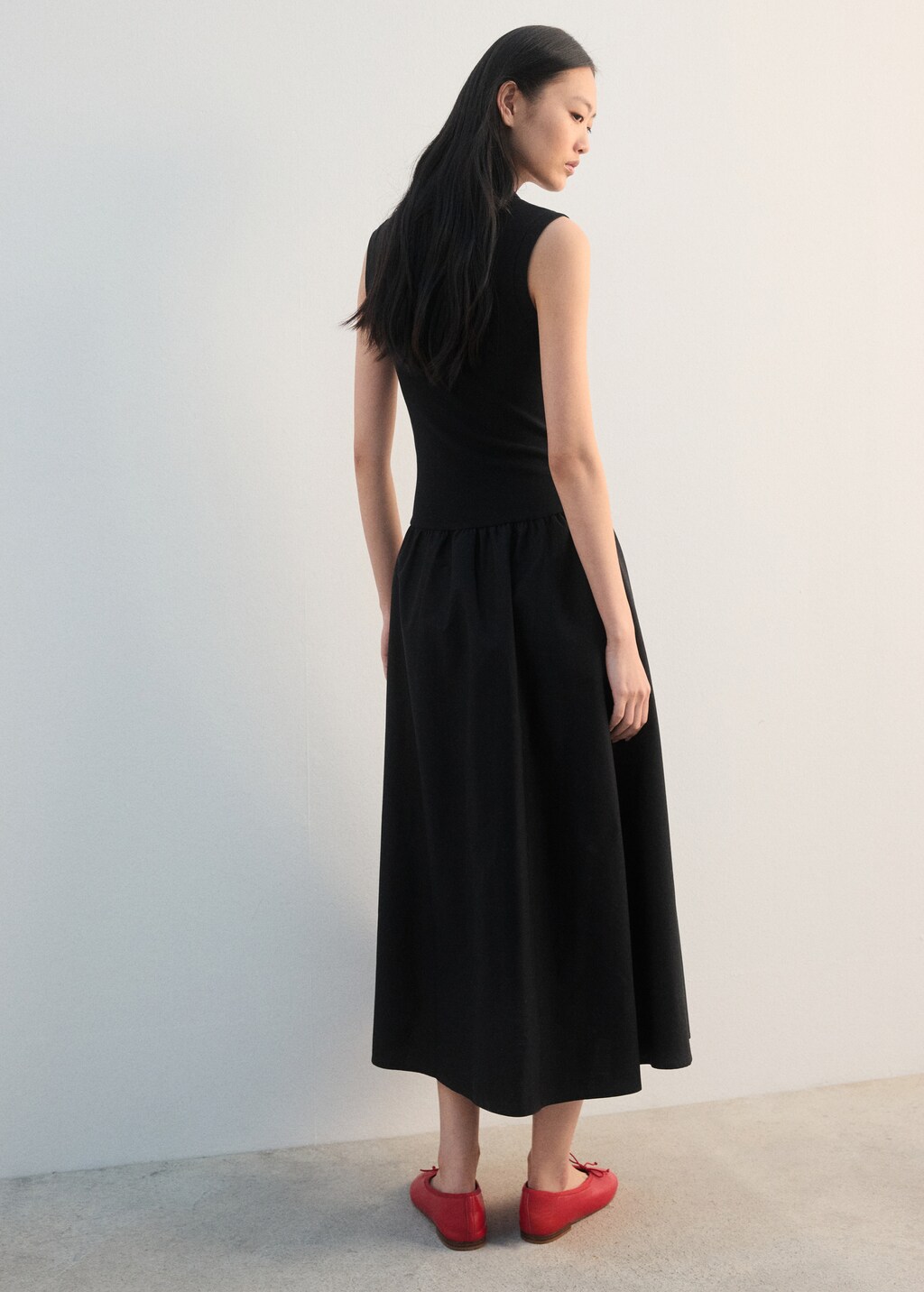 Polo collar mixed dress - image 3