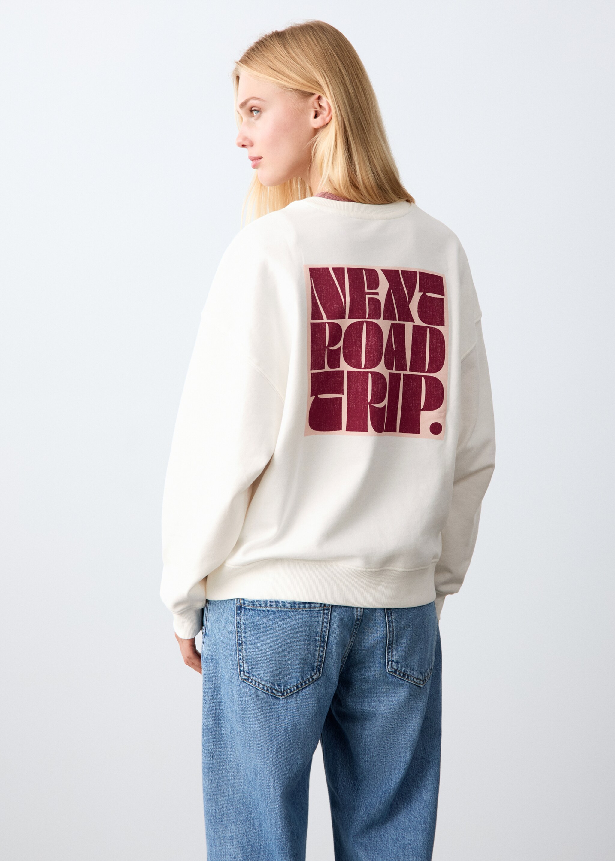 Printed cotton sweatshirt - Reverse of the article, Off White. Ref: 27052543-00.
