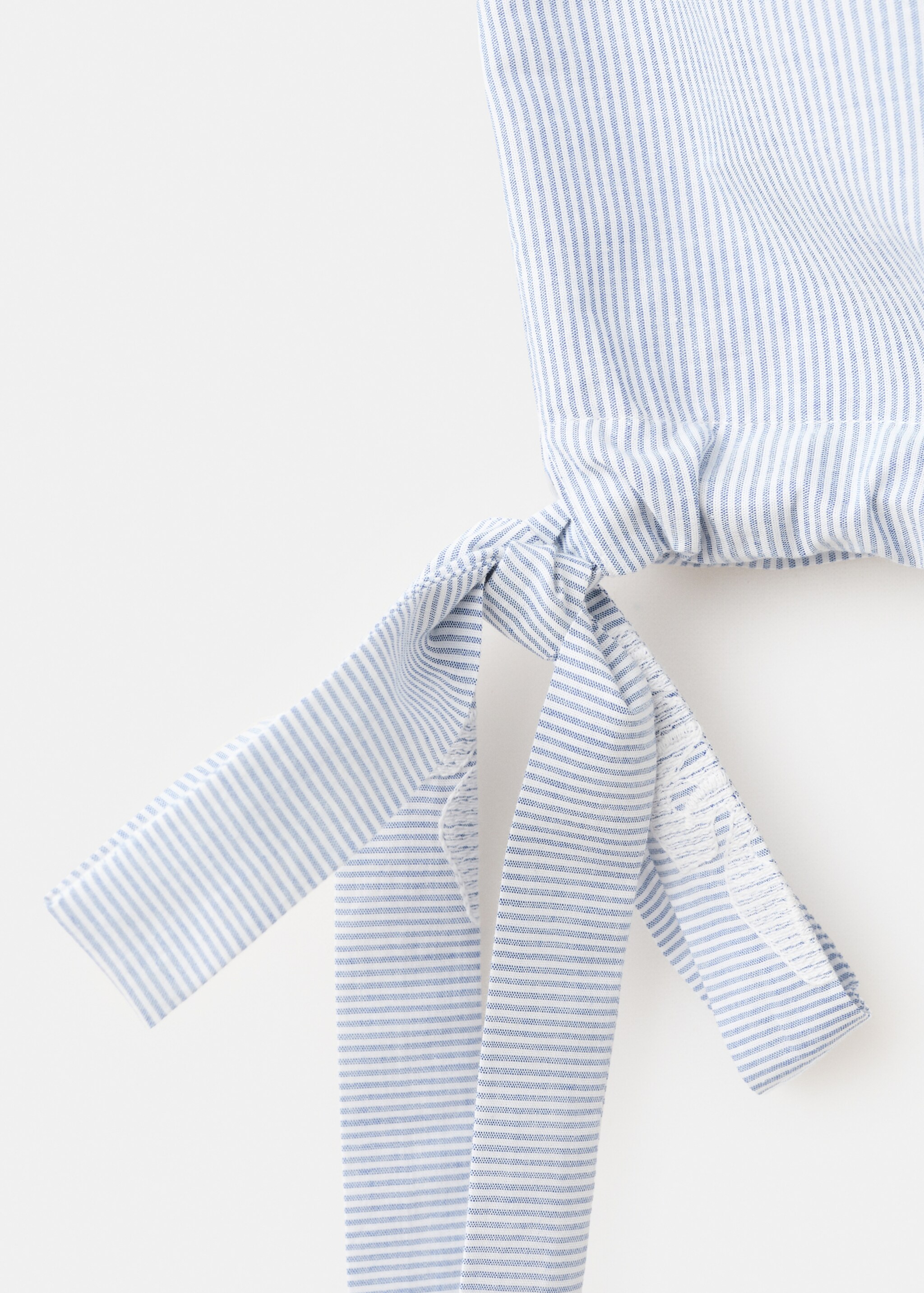 Embroidered striped top - Details of the article 0, Blue. Ref: 27052546-00.