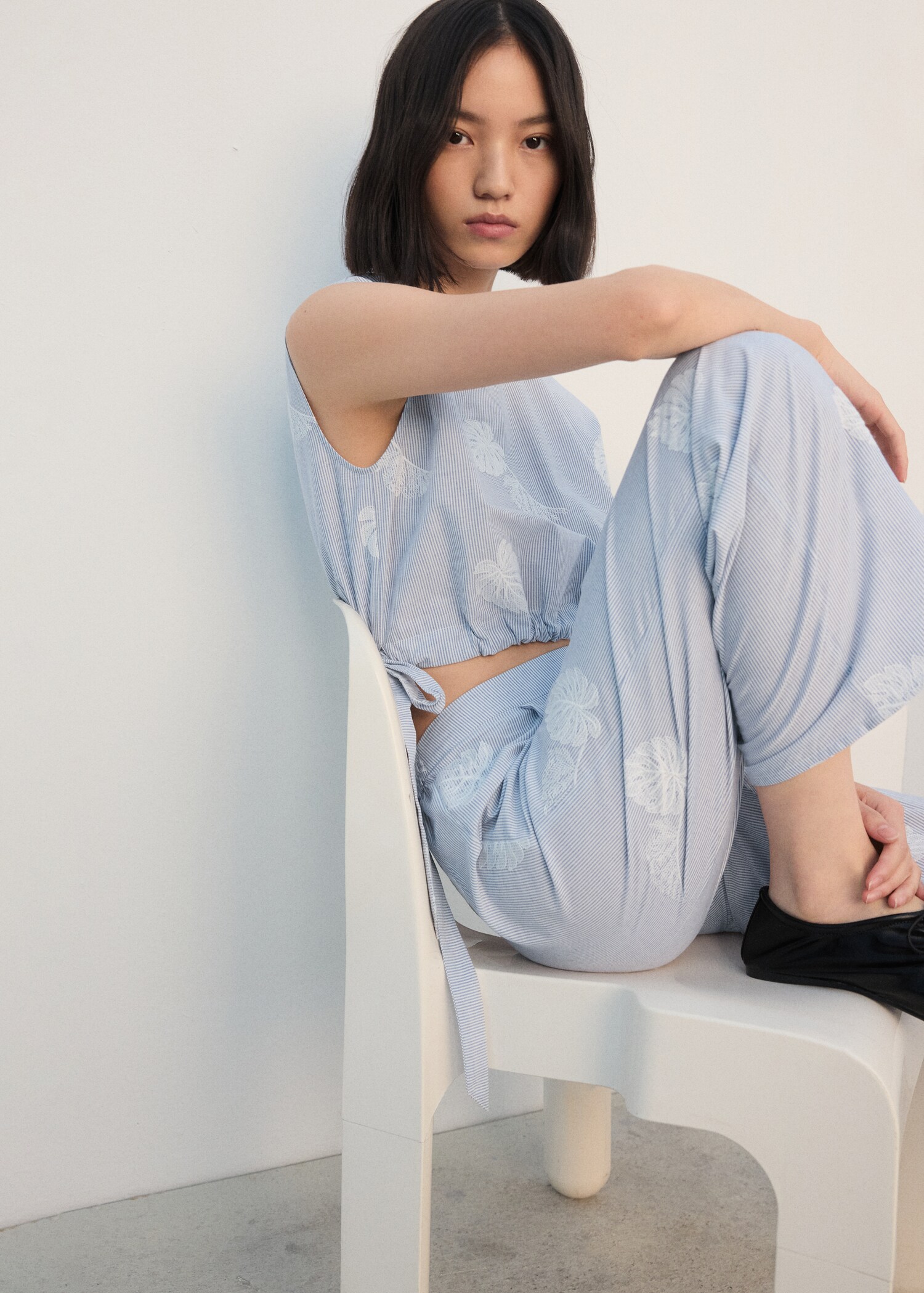 Embroidered striped top - Details of the article 2