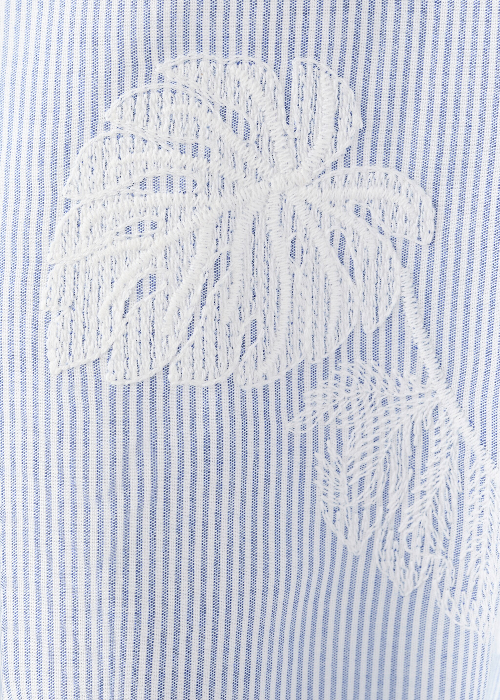 Embroidered striped top - Details of the article 8, Blue. Ref: 27052546-00.