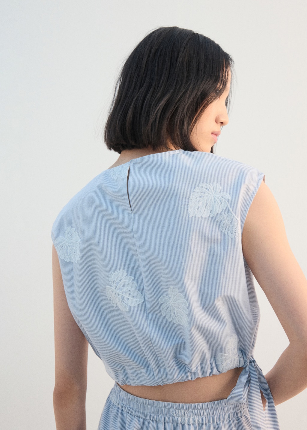 Embroidered striped top