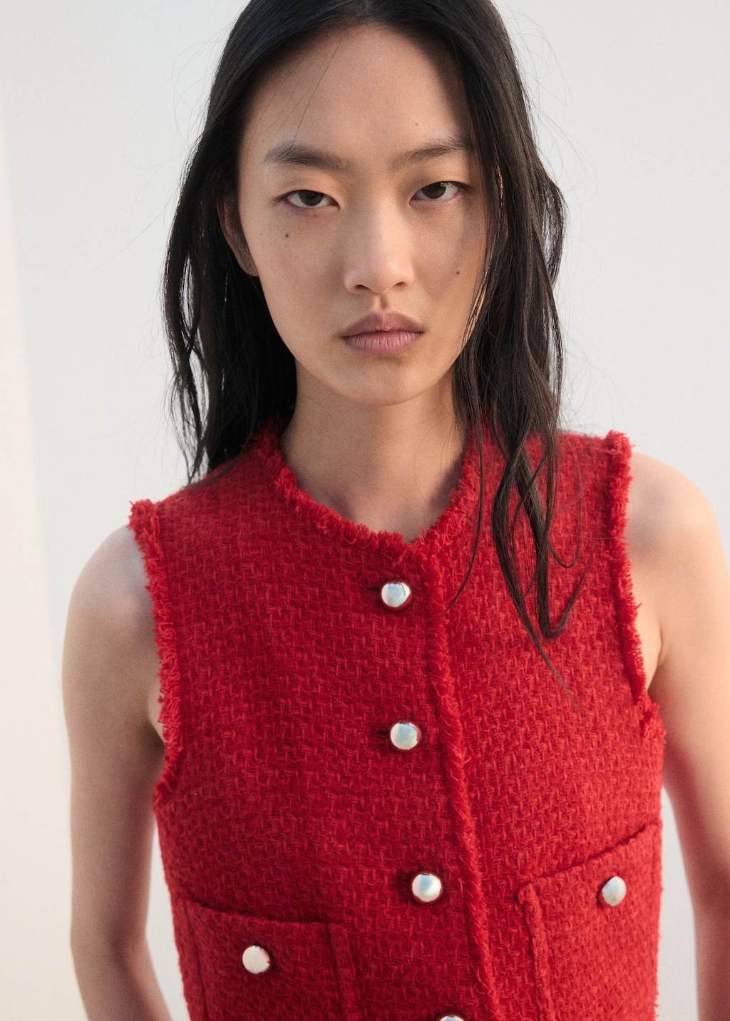 Tweed vest with buttons - image 4