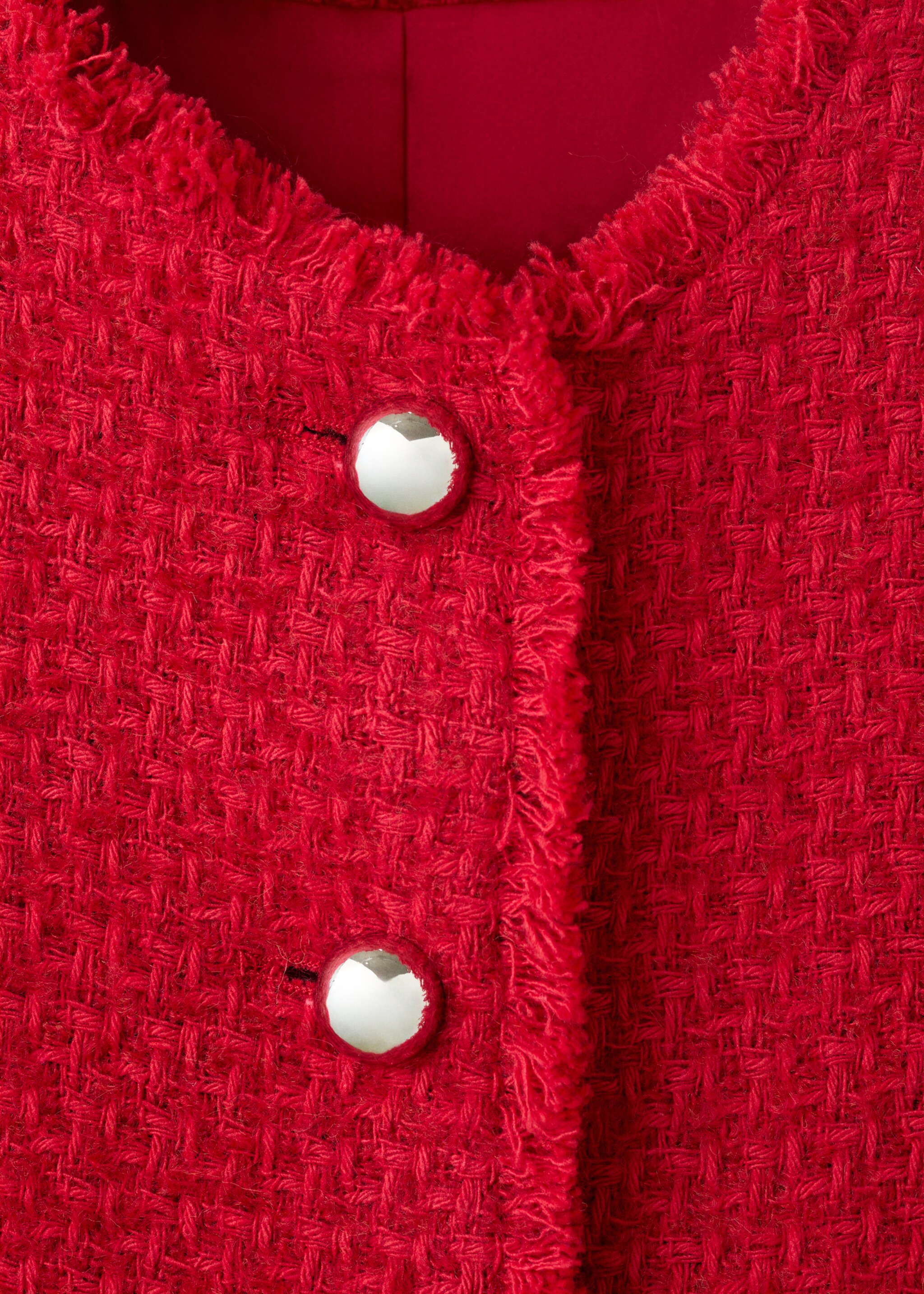 Tweed waistcoat with buttons - Details of the article 8, Red. Ref: 27052548-00.