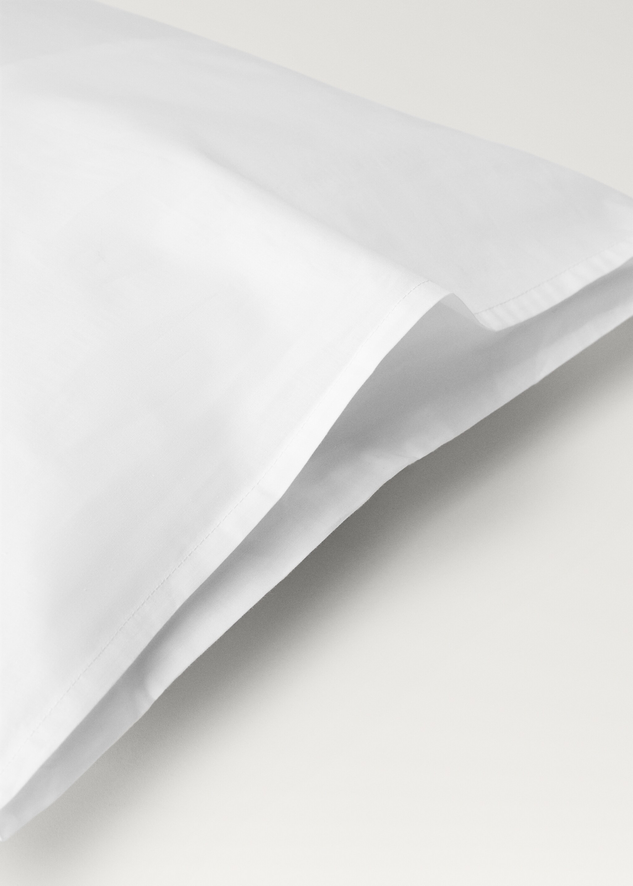 Two cotton percale hemstitched pillowcases 60x60 cm - Details of the article 3, White. Ref: 27052892-00.