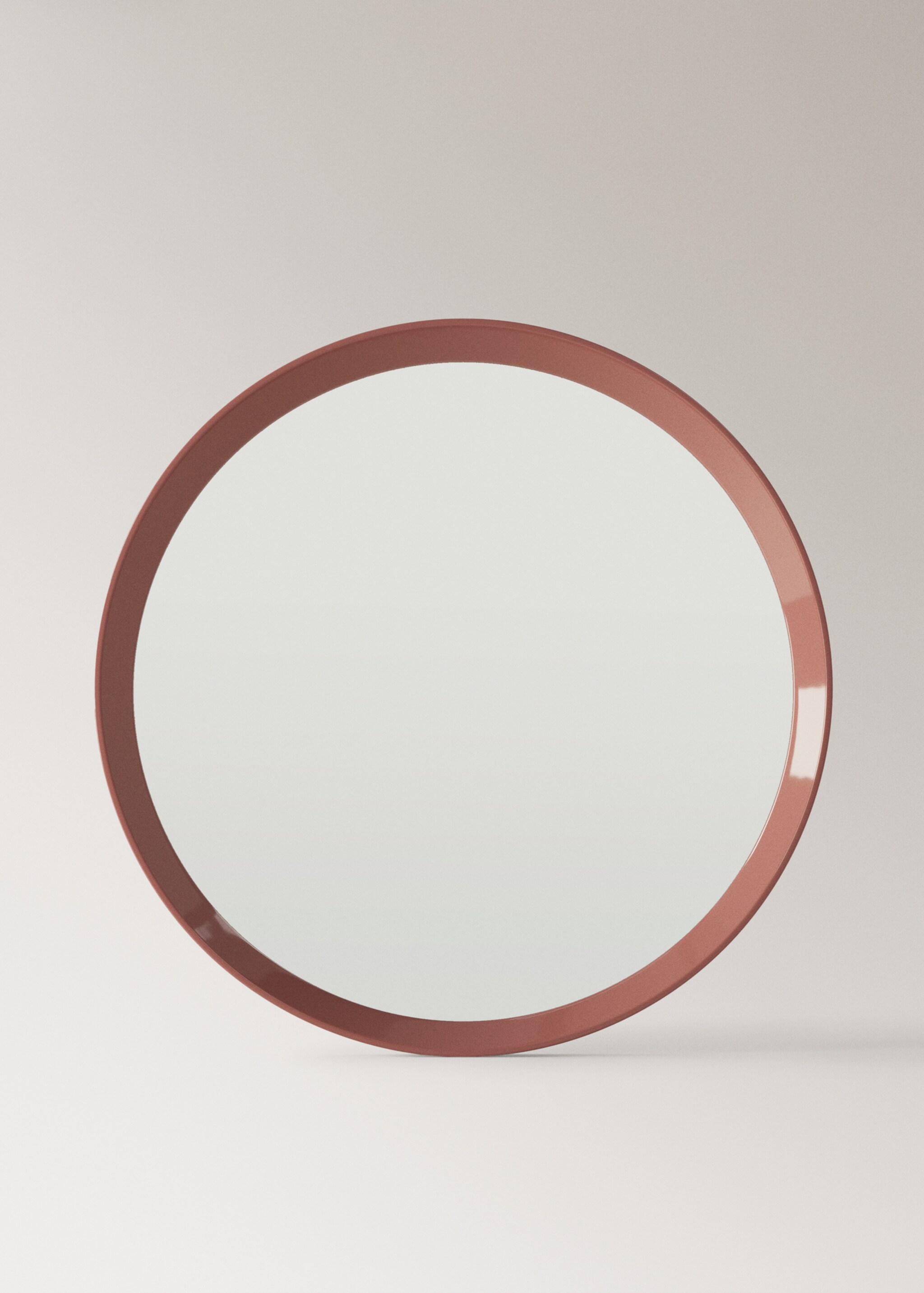 Large round lacquered mirror - Article without model, Pastel Pink. Ref: 27052899-00.