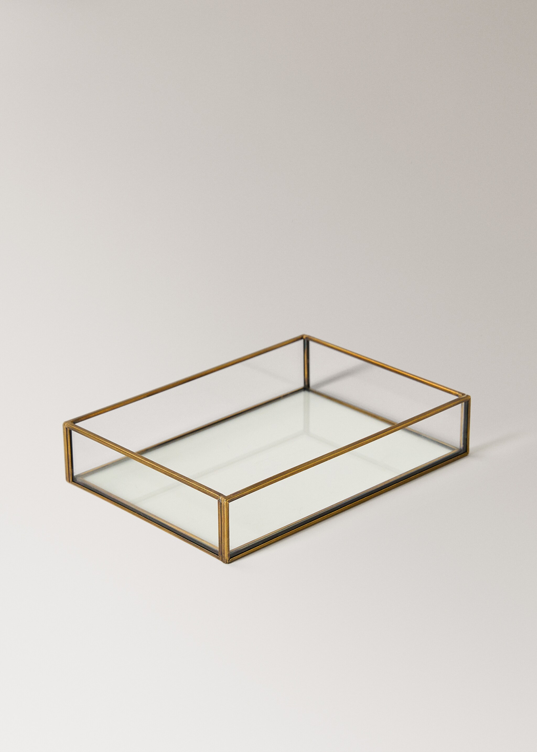 Small glass embossed decorative tray - Details of the article 1, Gold. Ref: 27052904-00.