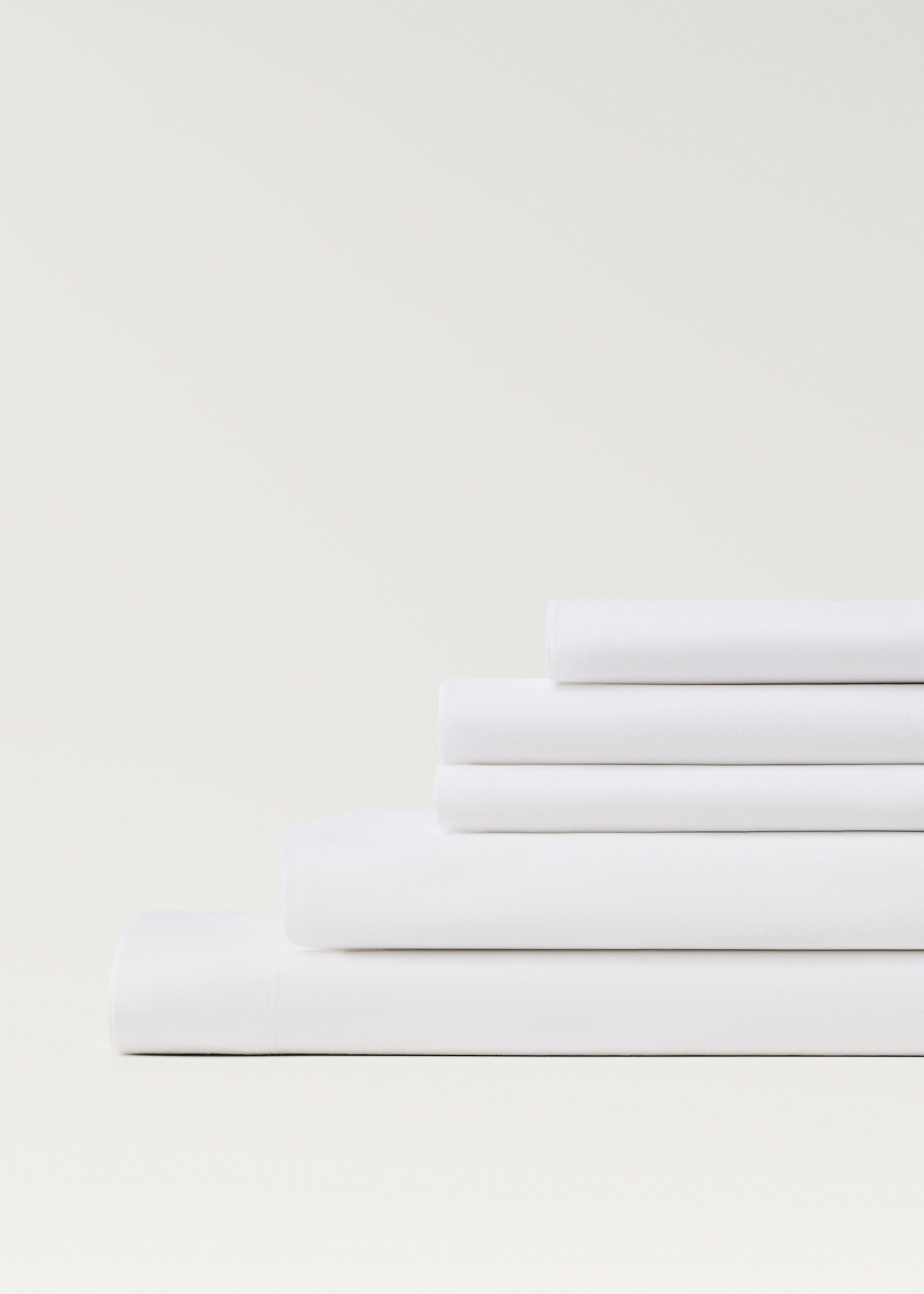 Percale cotton fitted sheet for 90 cm bed - Details of the article 3, White. Ref: 27052908-00.