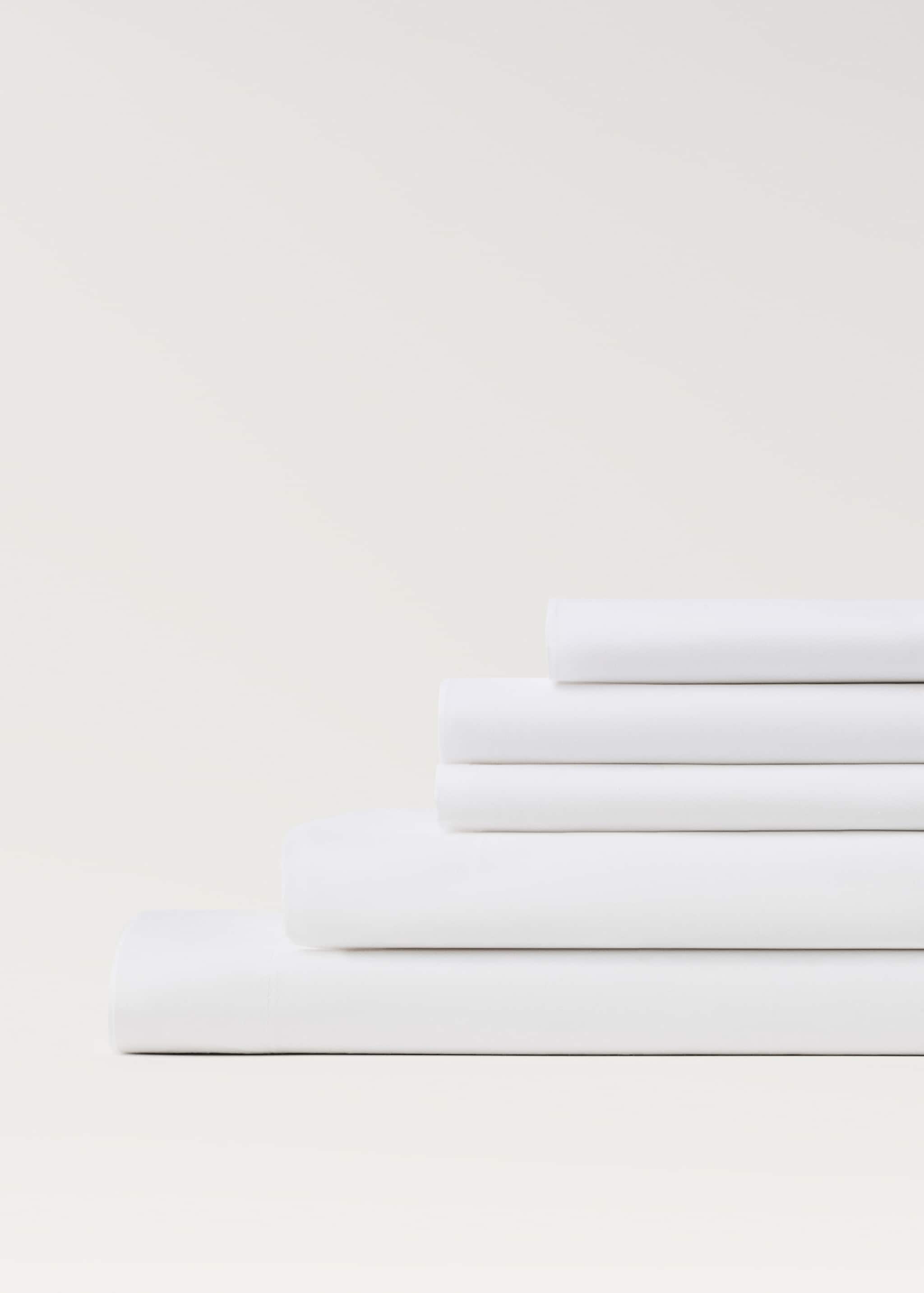 Hoeslaken van percal katoen, voor een bed van 135/140 cm - Detail van het artikel 3, Wit. Ref: 27052909-00.