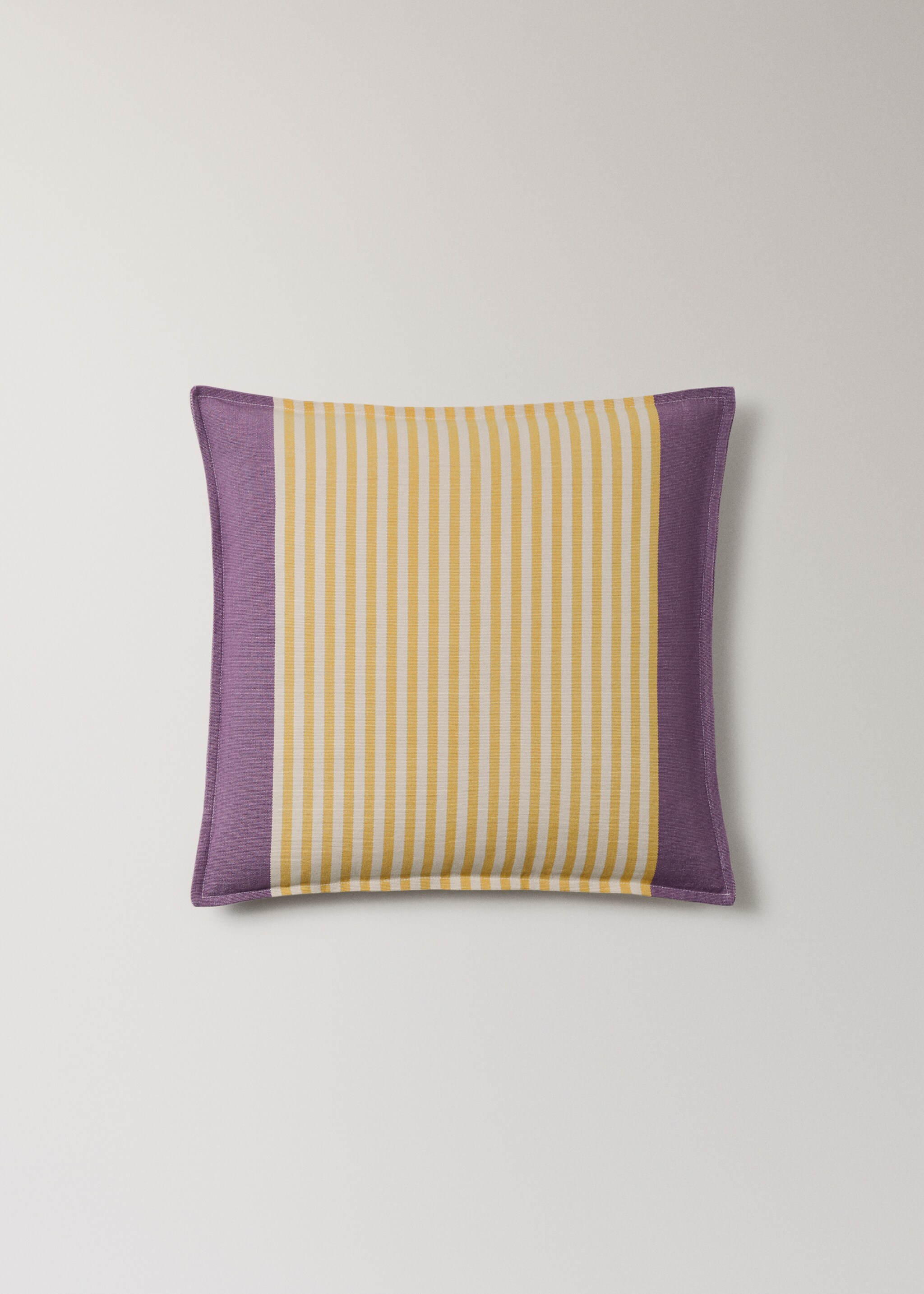 Cotton stripe cushion cover 50x50cm - Article without model, Yellow. Ref: 27052922-00.