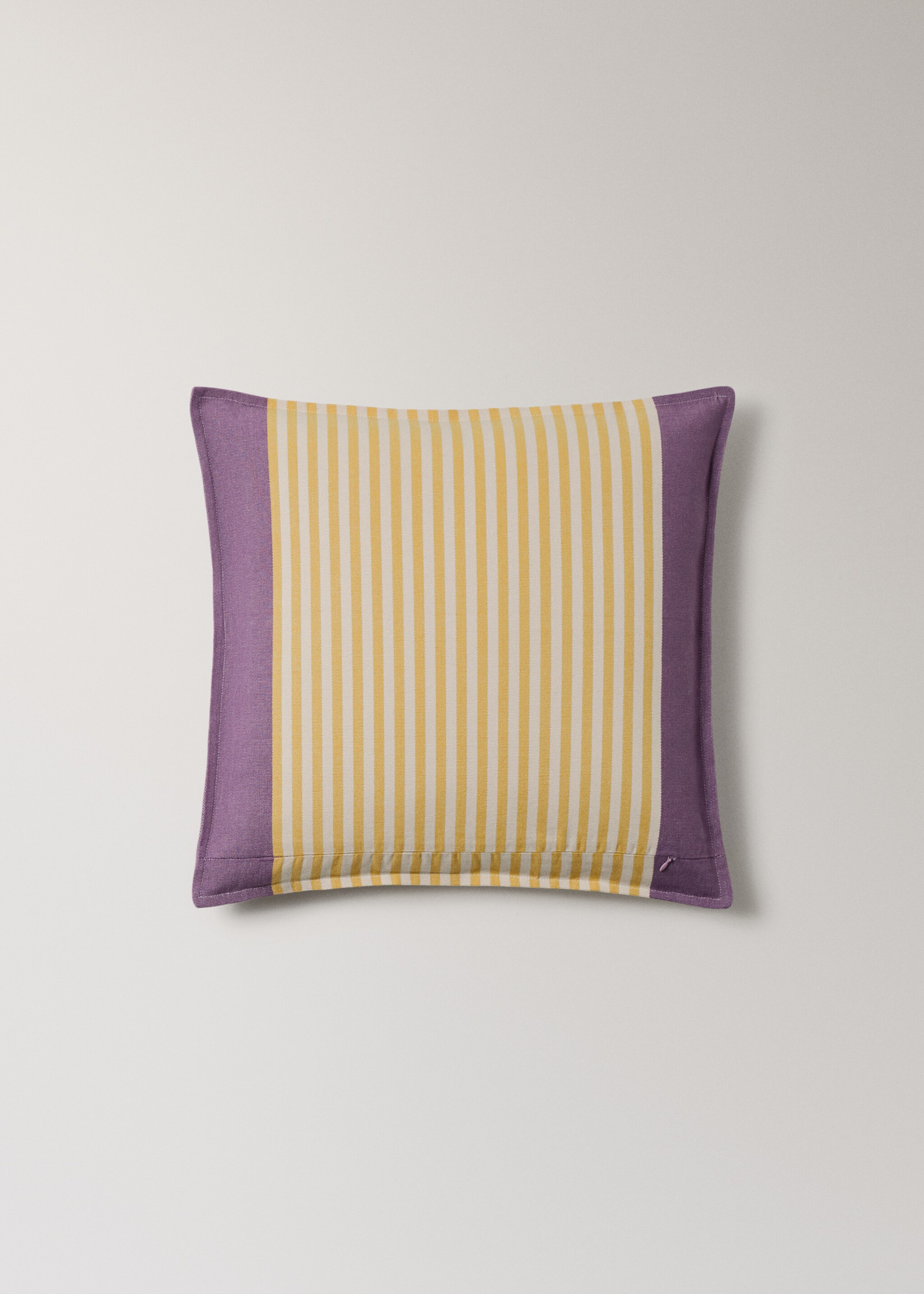 Cotton stripe cushion cover 50x50cm - Details of the article 4, Yellow. Ref: 27052922-00.