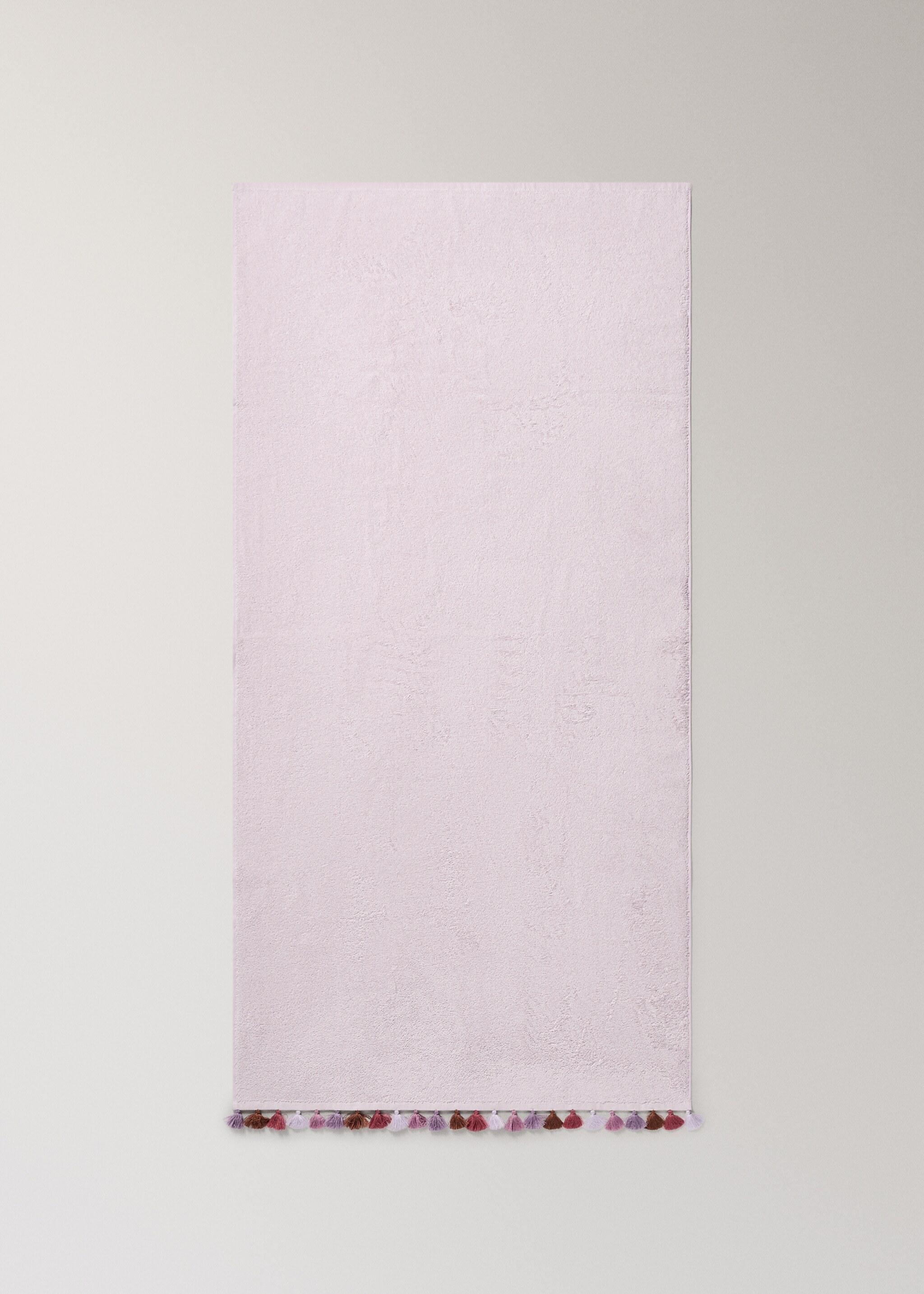 Children's cotton bath towel with multi-coloured pom-poms - Details of the article 3, Lilac. Ref: 27052931-00.