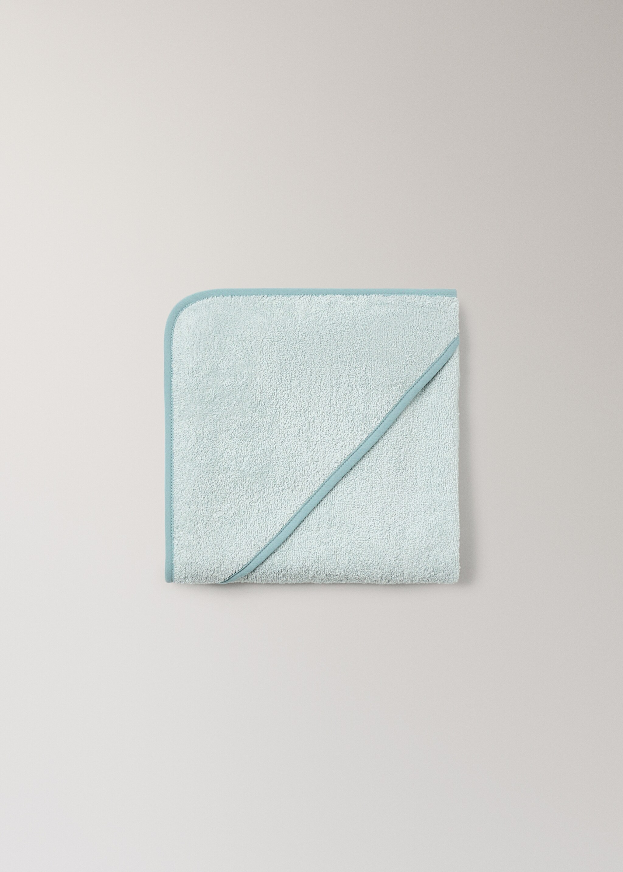 Children's bath cape with contrasting trim - Details of the article 3, Mint Green. Ref: 27052934-00.
