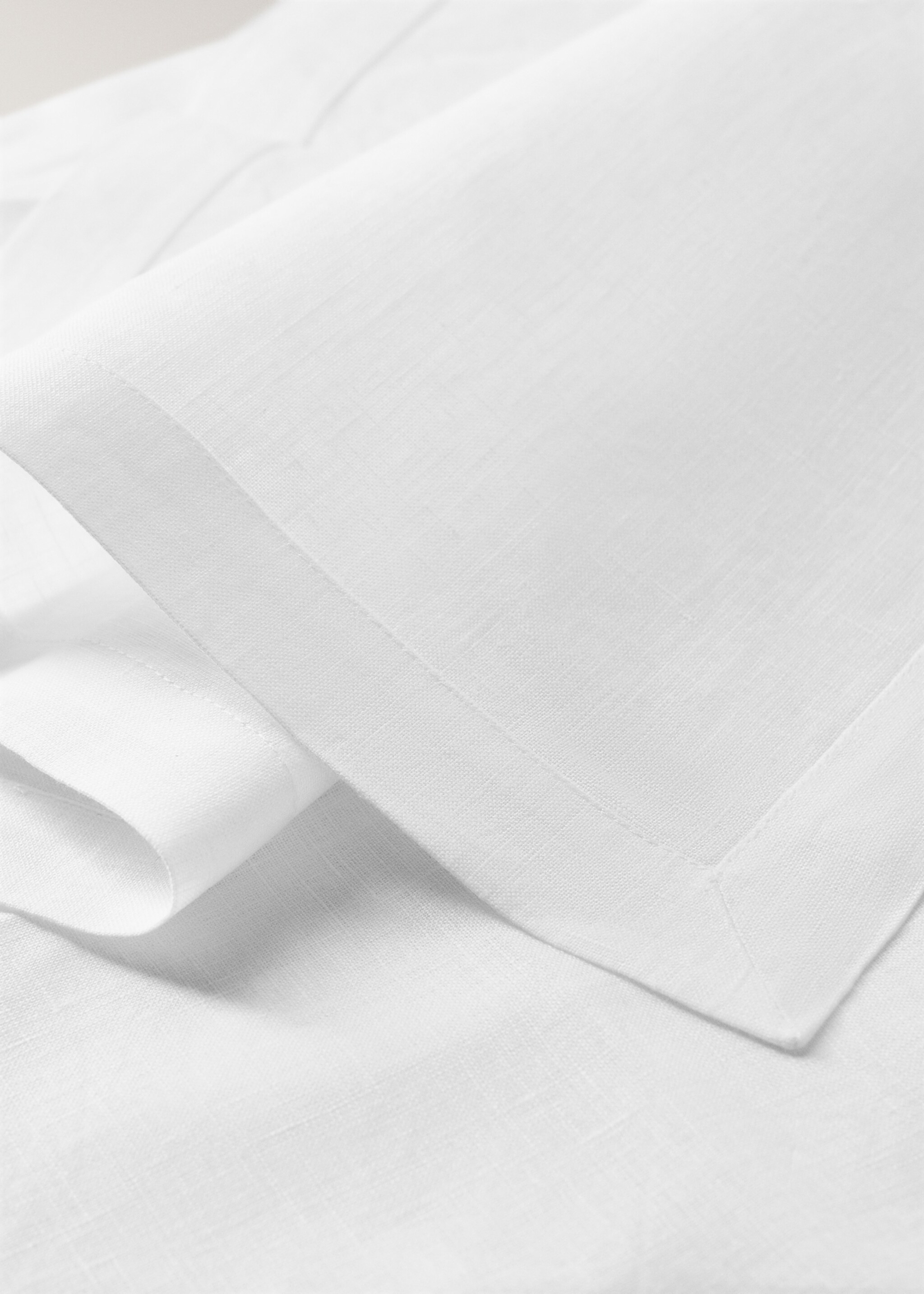 100% Leinen-Servietten - Detail des Artikels 2, Weiß. Ref: 27053286-00.