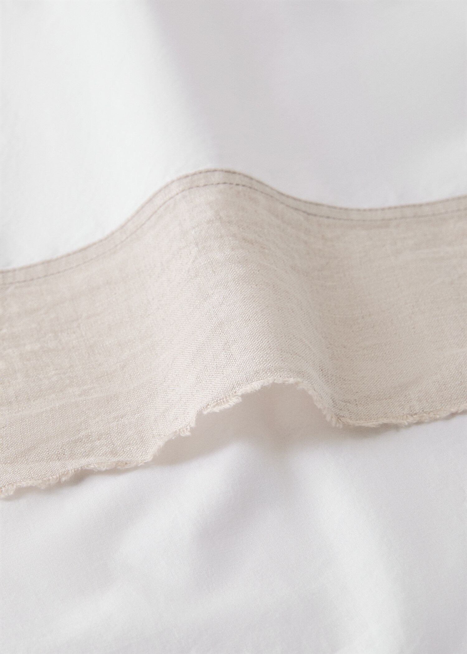 Washed cotton flat sheet with linen border Bed 135/140cm - Details of the article 1