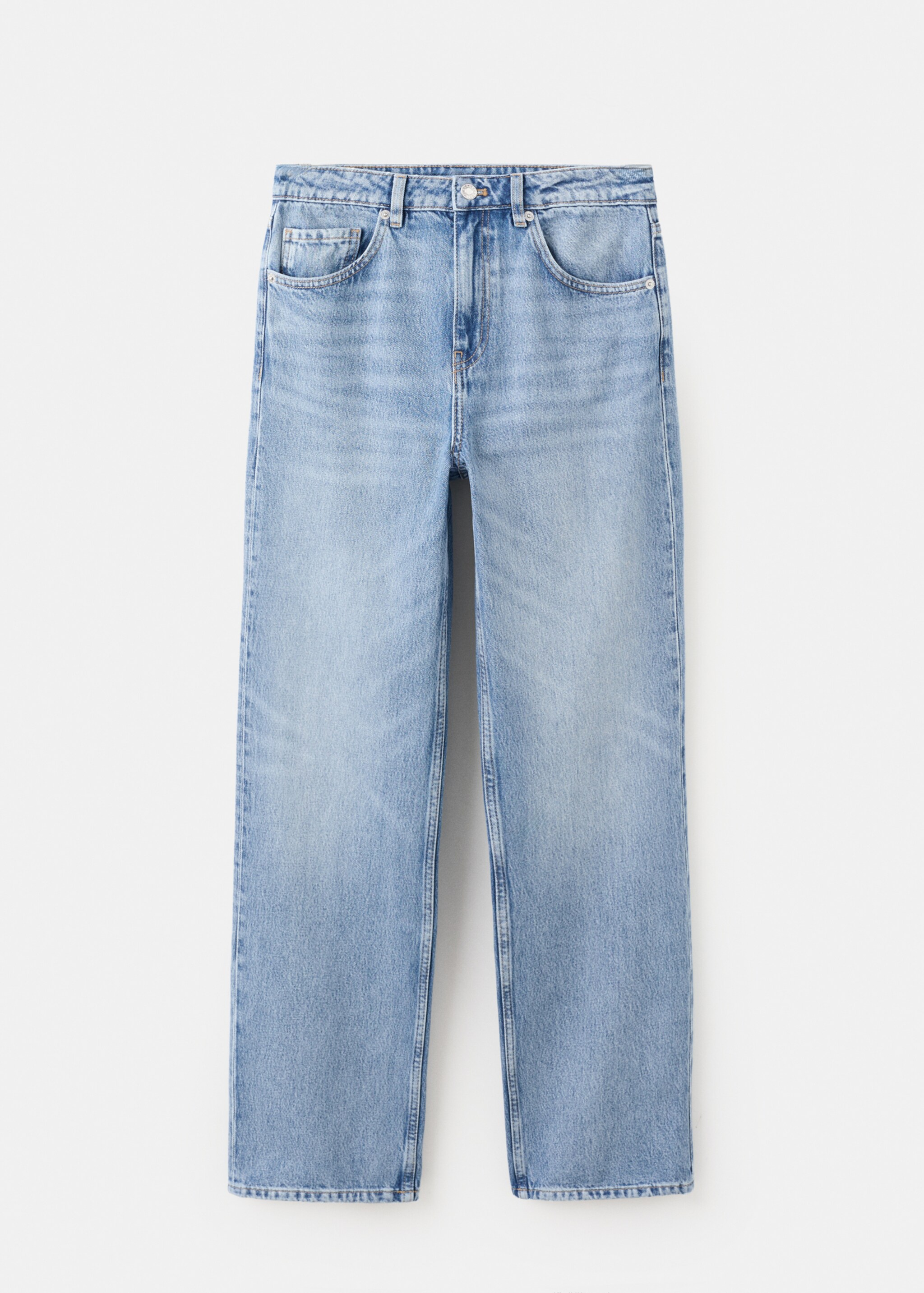 Jean droit taille basse - Article sans modèle, Bleu moyen. Ref: 27053296-00.