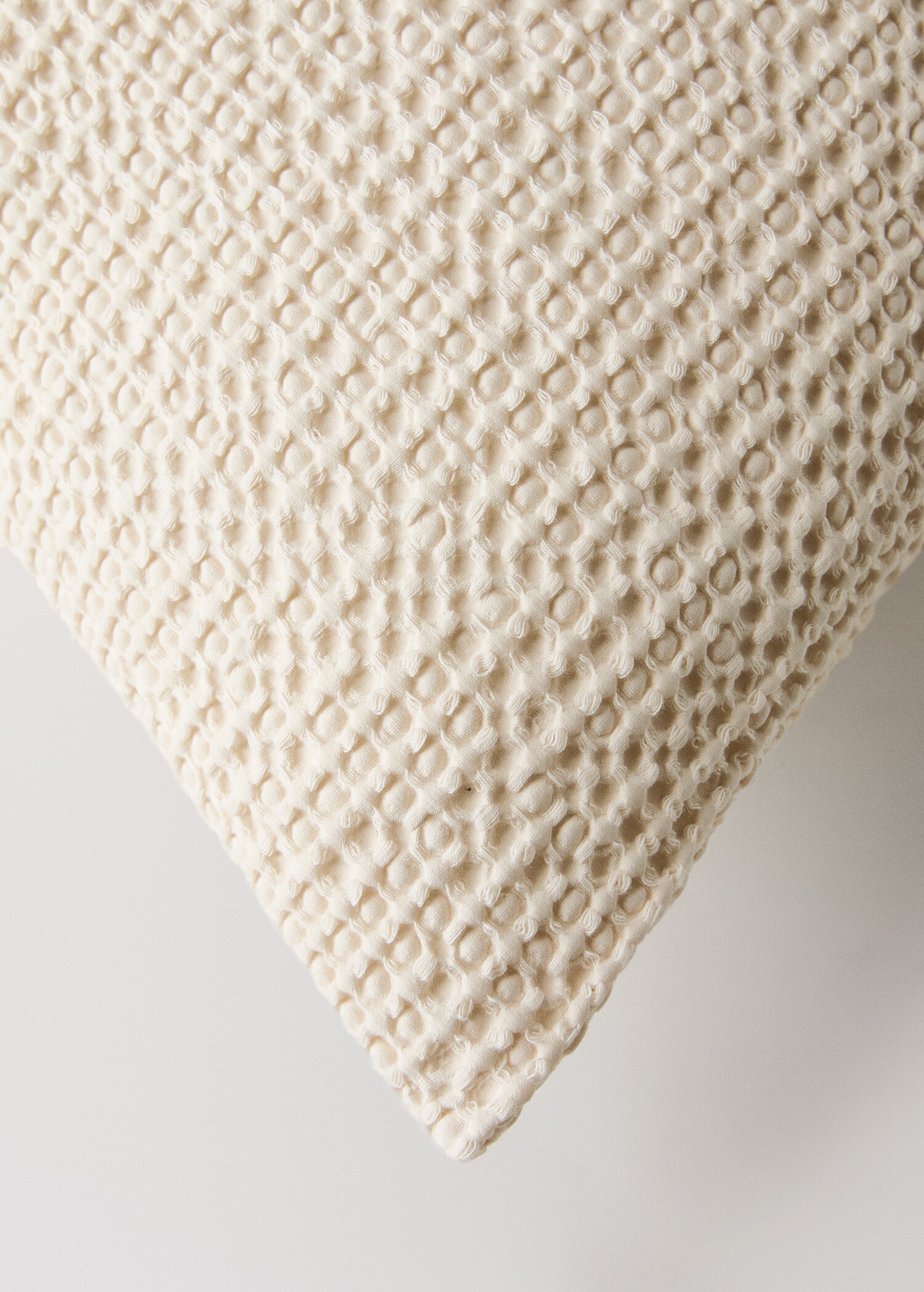 Kuddfodral i styckfärgad våfflad bomull 50 x 50 cm - Detaljer om artikeln 1