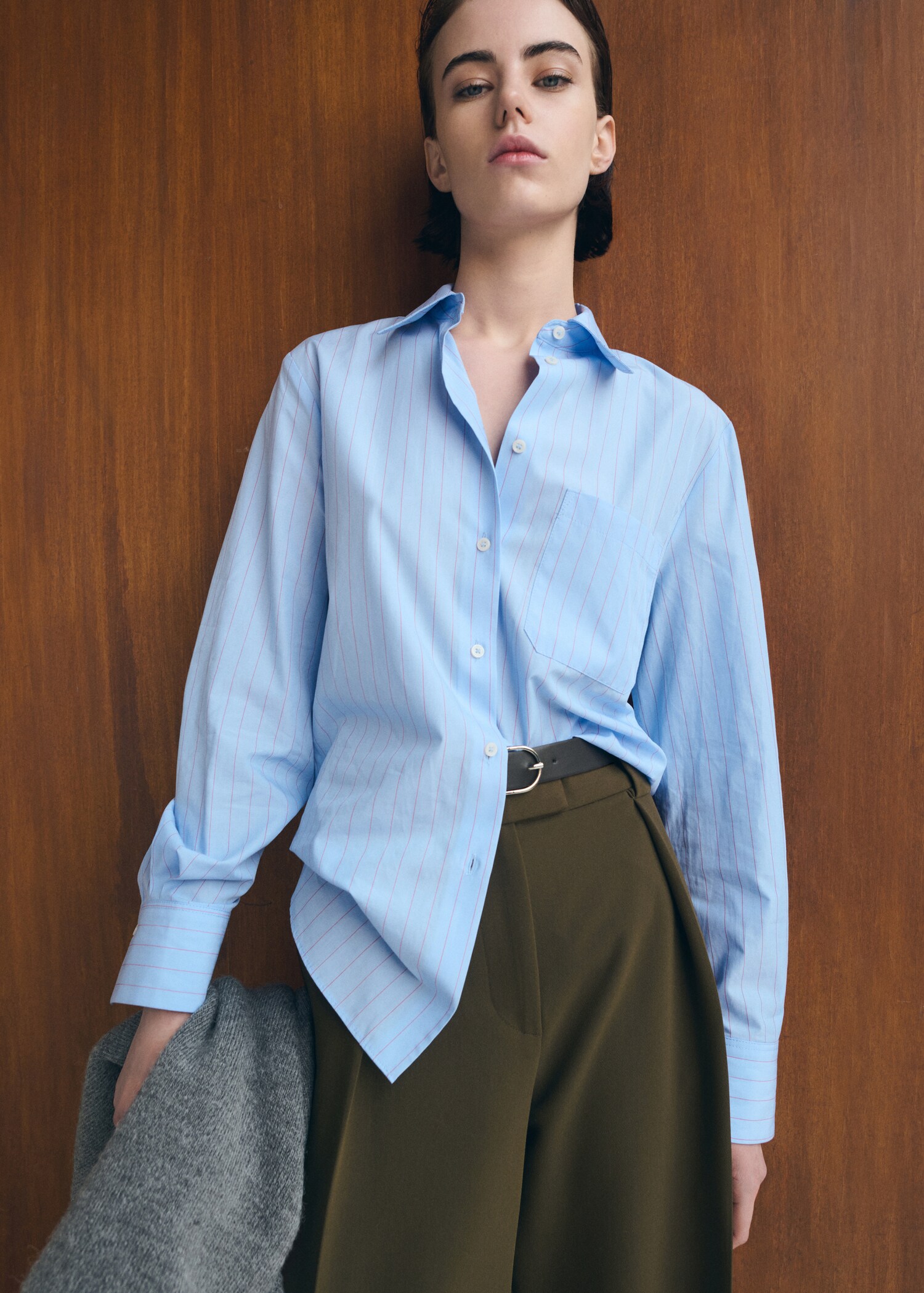 Cotton and lyocell blend straight shirt - Medium plane