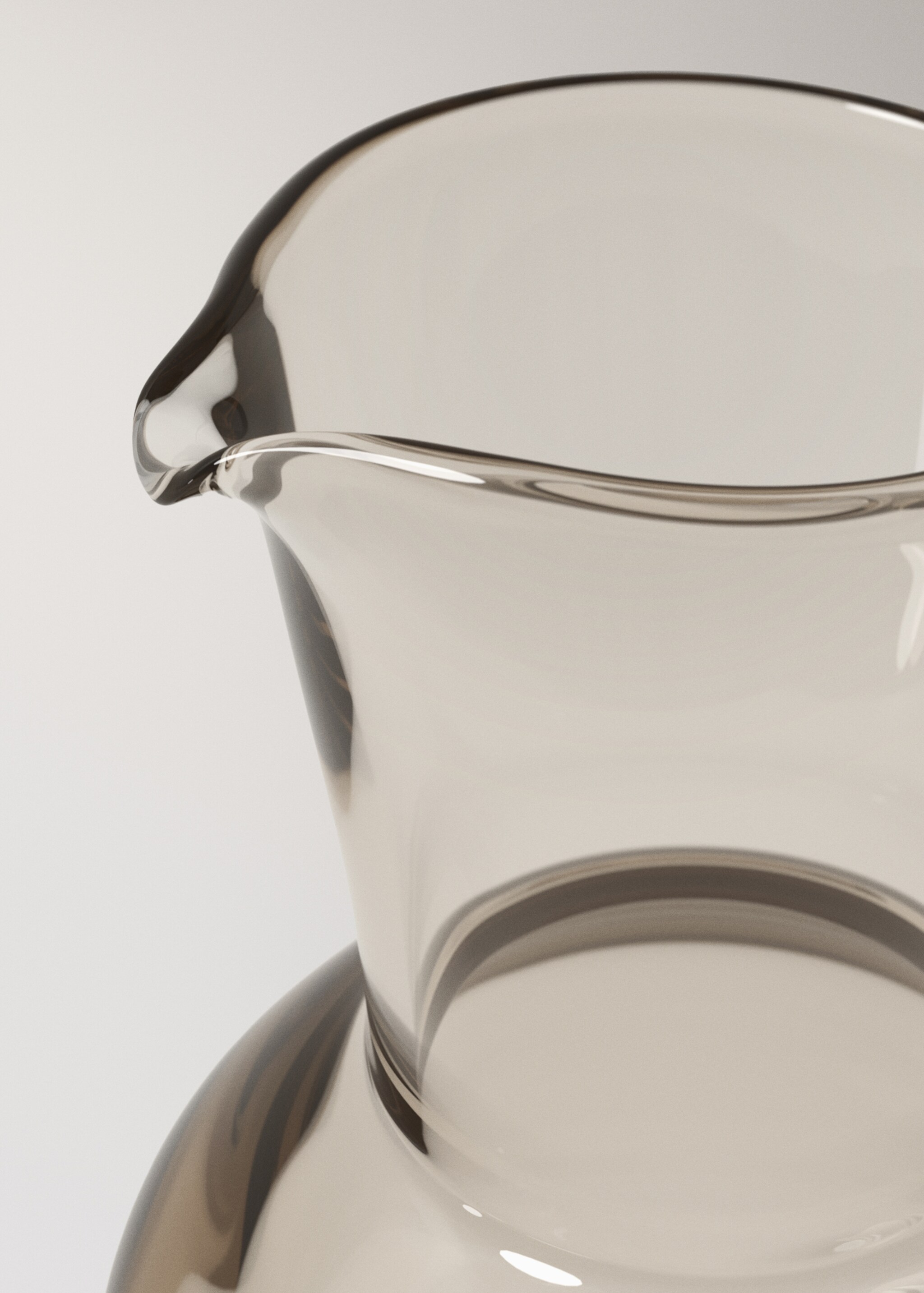 Glass jug with handle - Details of the article 1, Mink Grey. Ref: 27053311-00.