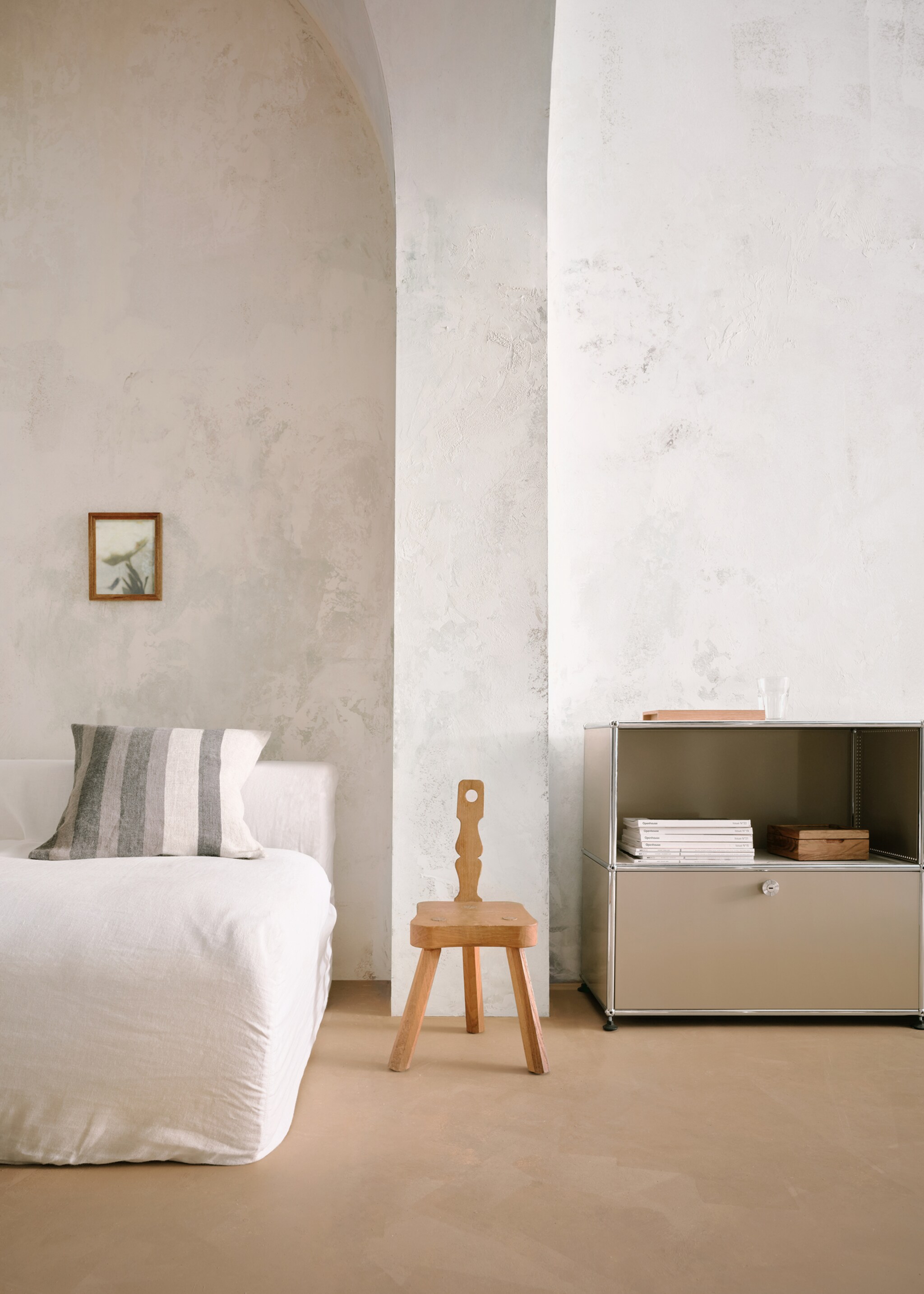 Linen striped cushion cover 50x50 cm - Details of the article 6, Light/Pastel Brown. Ref: 27053315-00.