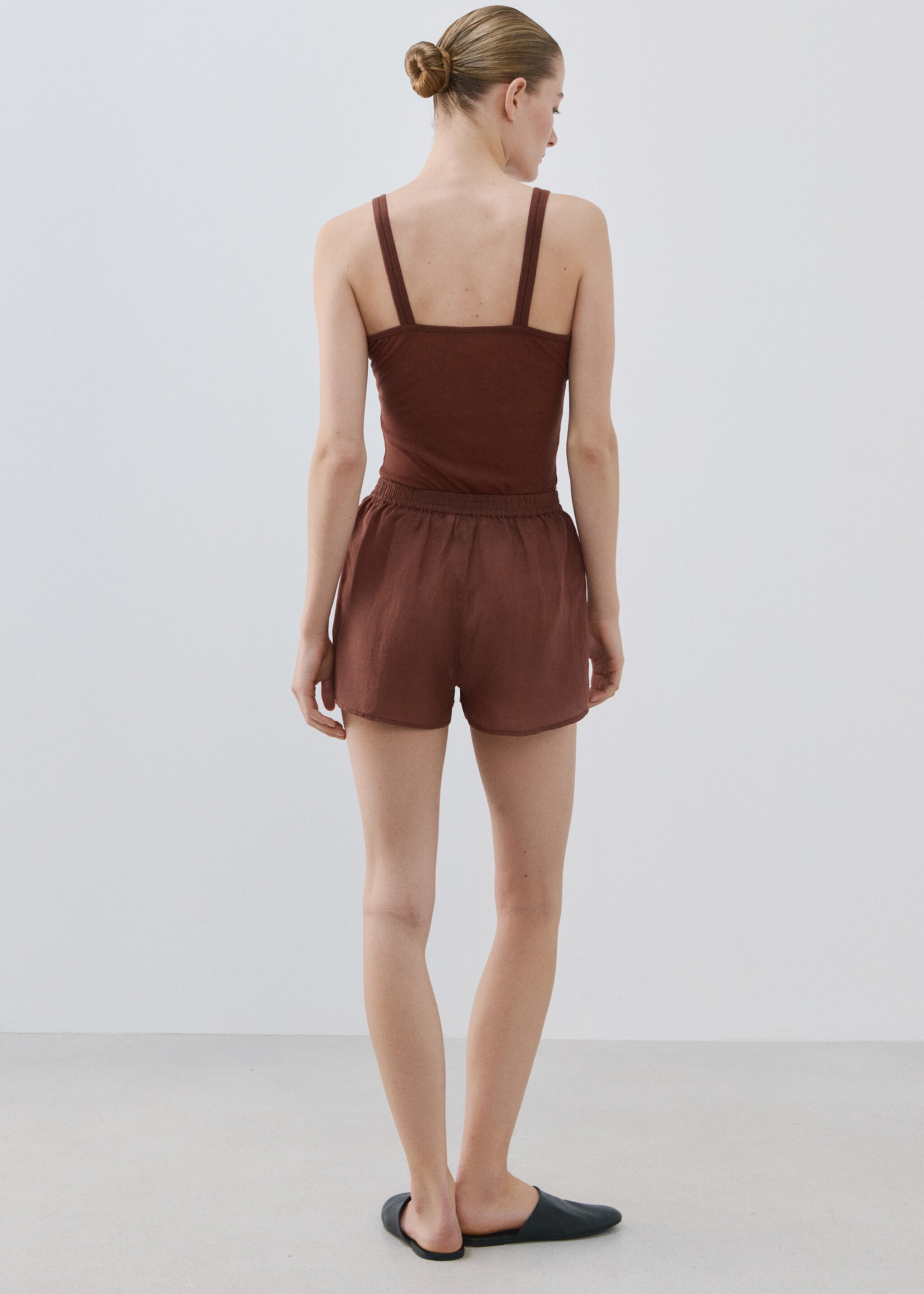 Ramie shorts - Reverse of the article, Brown. Ref: 27053320-00.