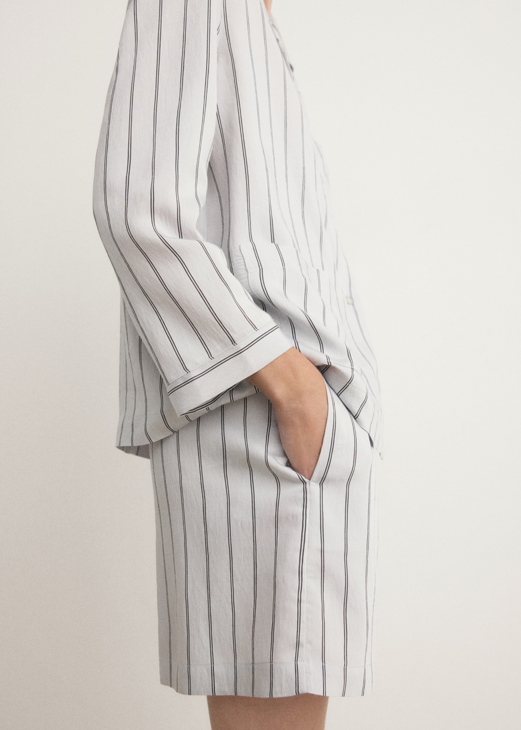 Striped pyjama shorts - Medium plane, Grey. Ref: 27053321-00.