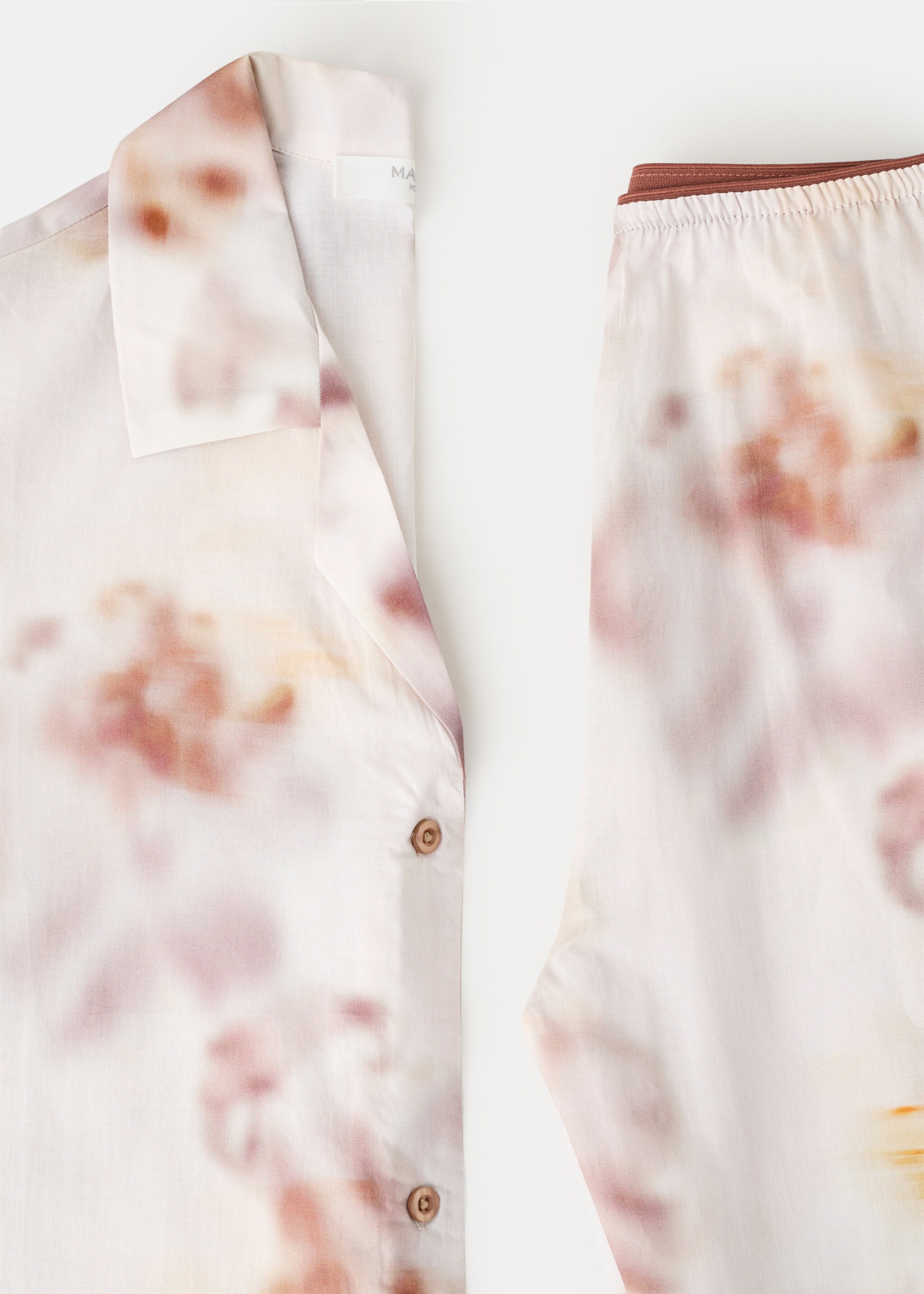 Floral-print cotton pyjama top - Details of the article 0, Brown. Ref: 27053323-00.