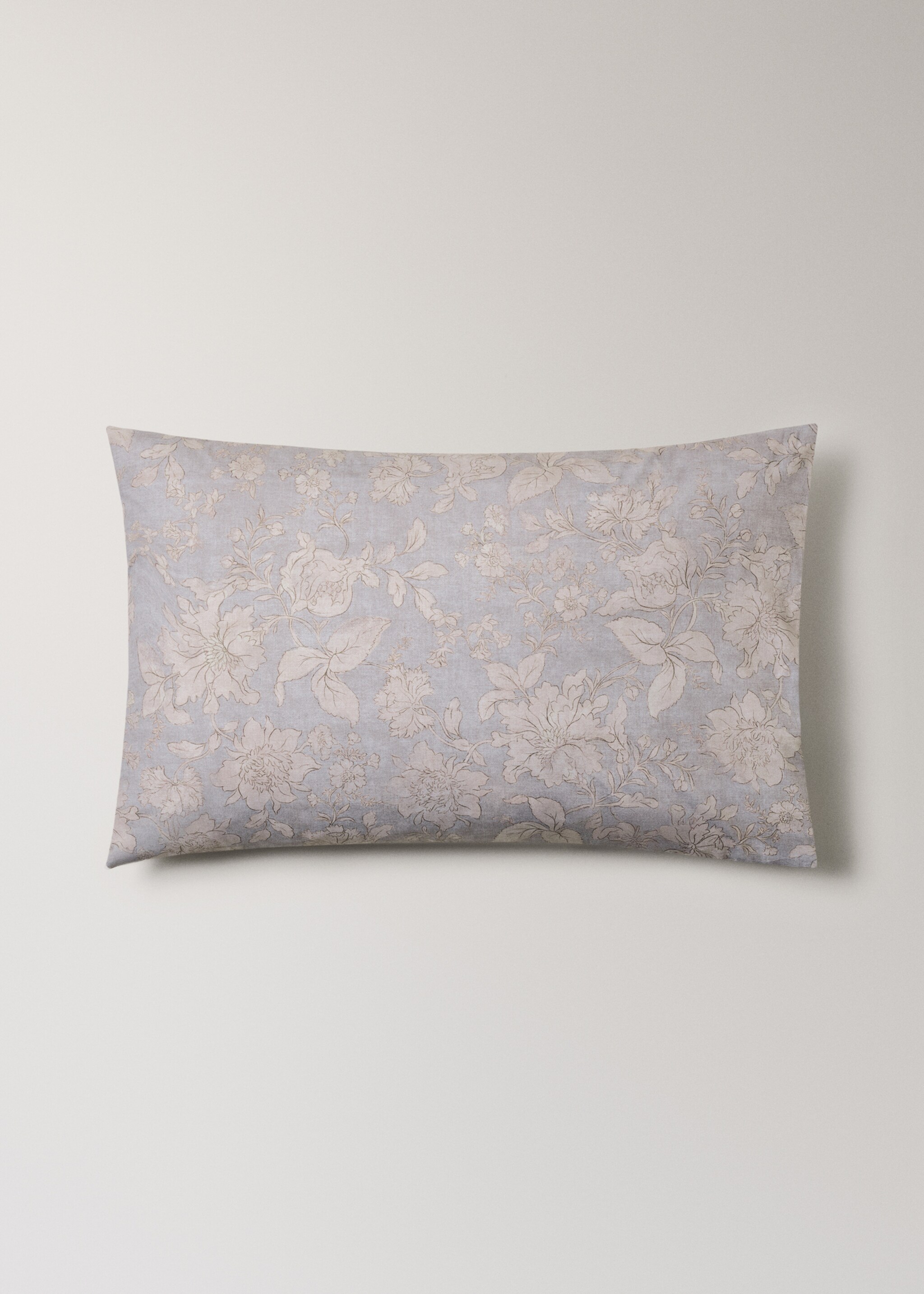 Set van twee kussenslopen van perkal katoen met vintage bloemenprint 50x75 cm - Artikel zonder model, Licht/Pastelgrijs. Ref: 27053324-00.