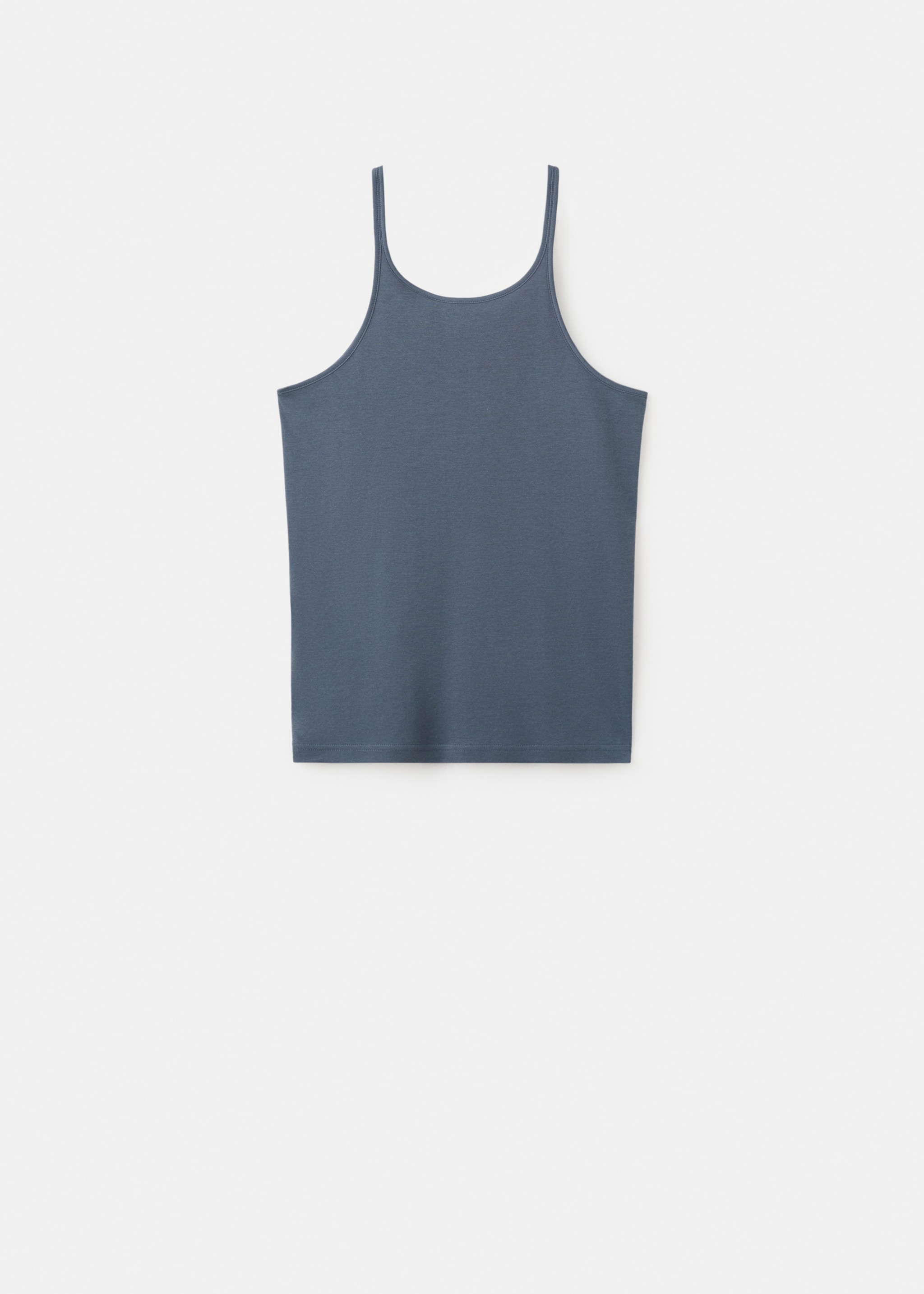 Top en coton à bretelle fine - Article sans modèle, Bleu indigo. Ref: 27053333-00.