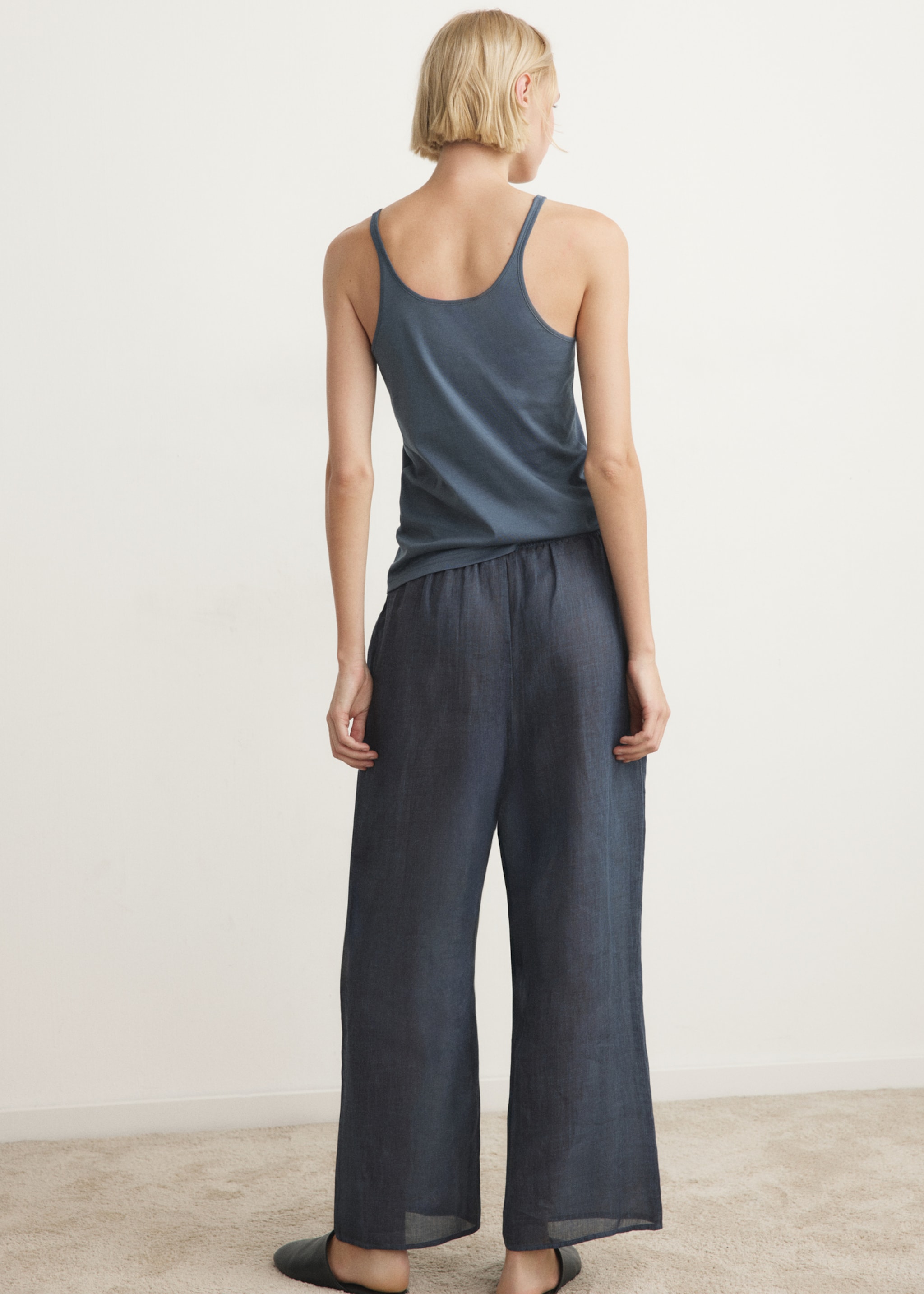 Top en coton à bretelle fine - Verso de l’article, Bleu indigo. Ref: 27053333-00.