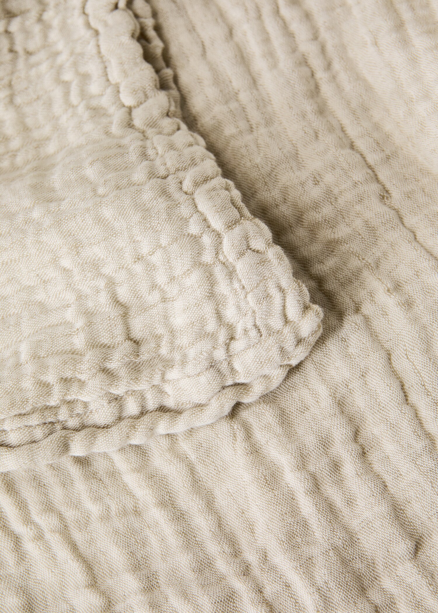 Melange cotton linen bedspread Super King Bed - Details of the article 2