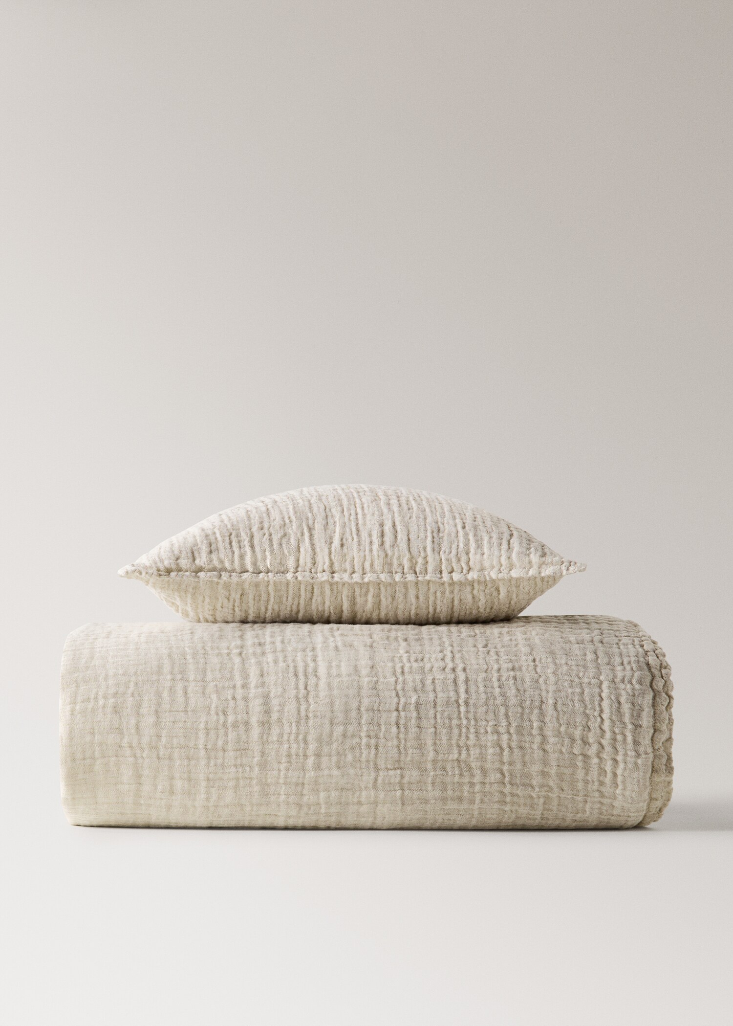 Melange cotton linen bedspread Super King Bed - Details of the article 3