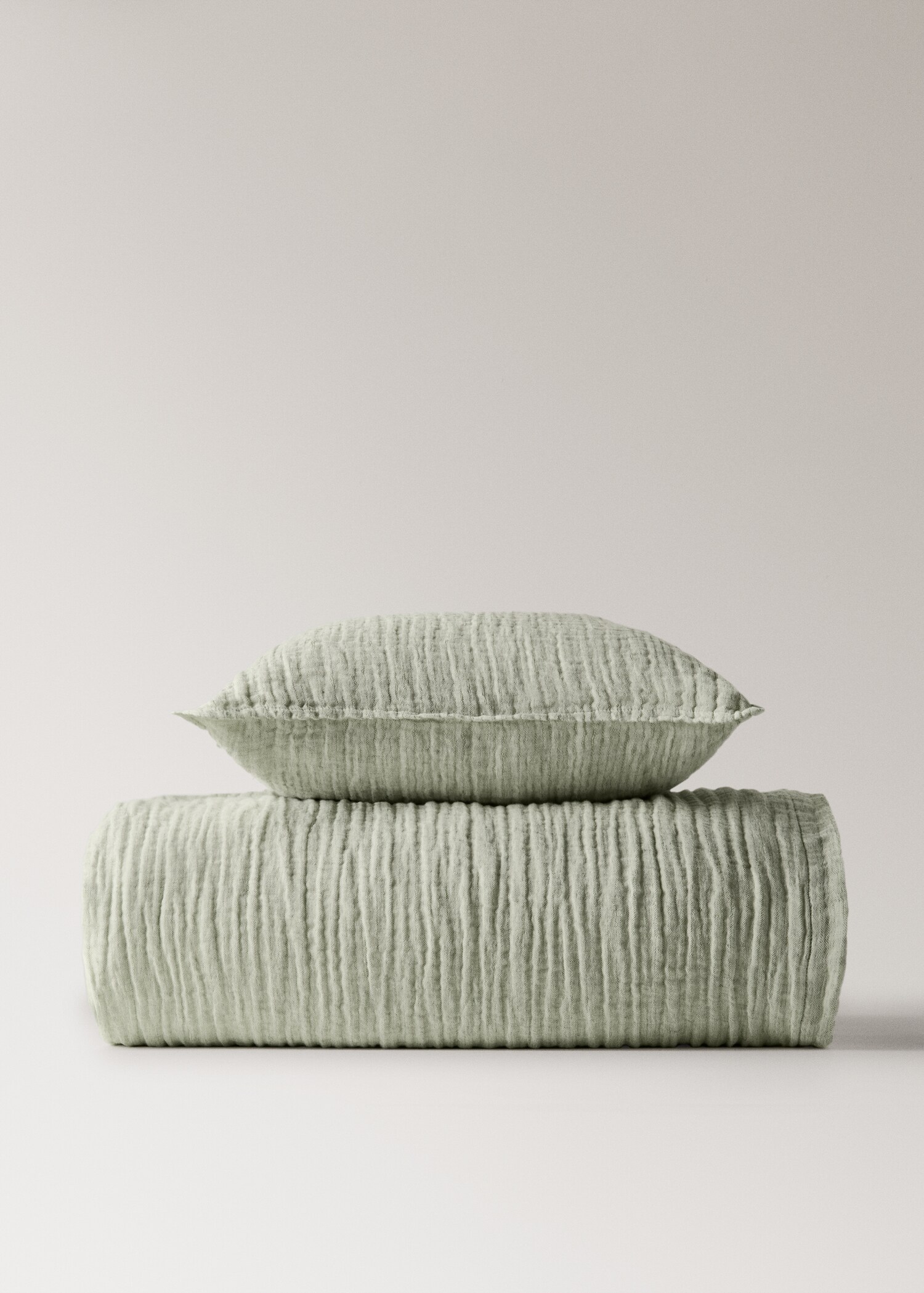Melange cotton linen bedspread Super King Bed - Details of the article 3