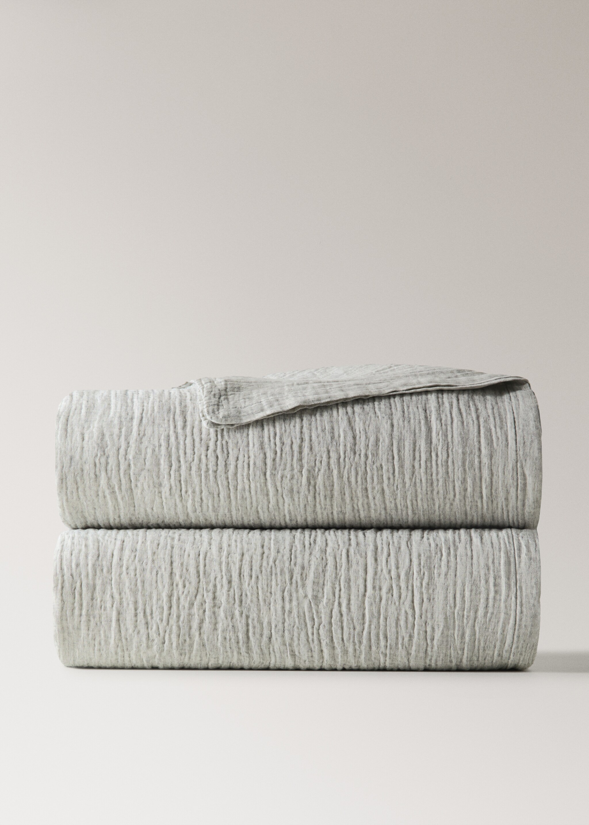 Linen cotton melange bedspread for Bed 180/200 cm - Article without model, Charcoal. Ref: 27053334-00.