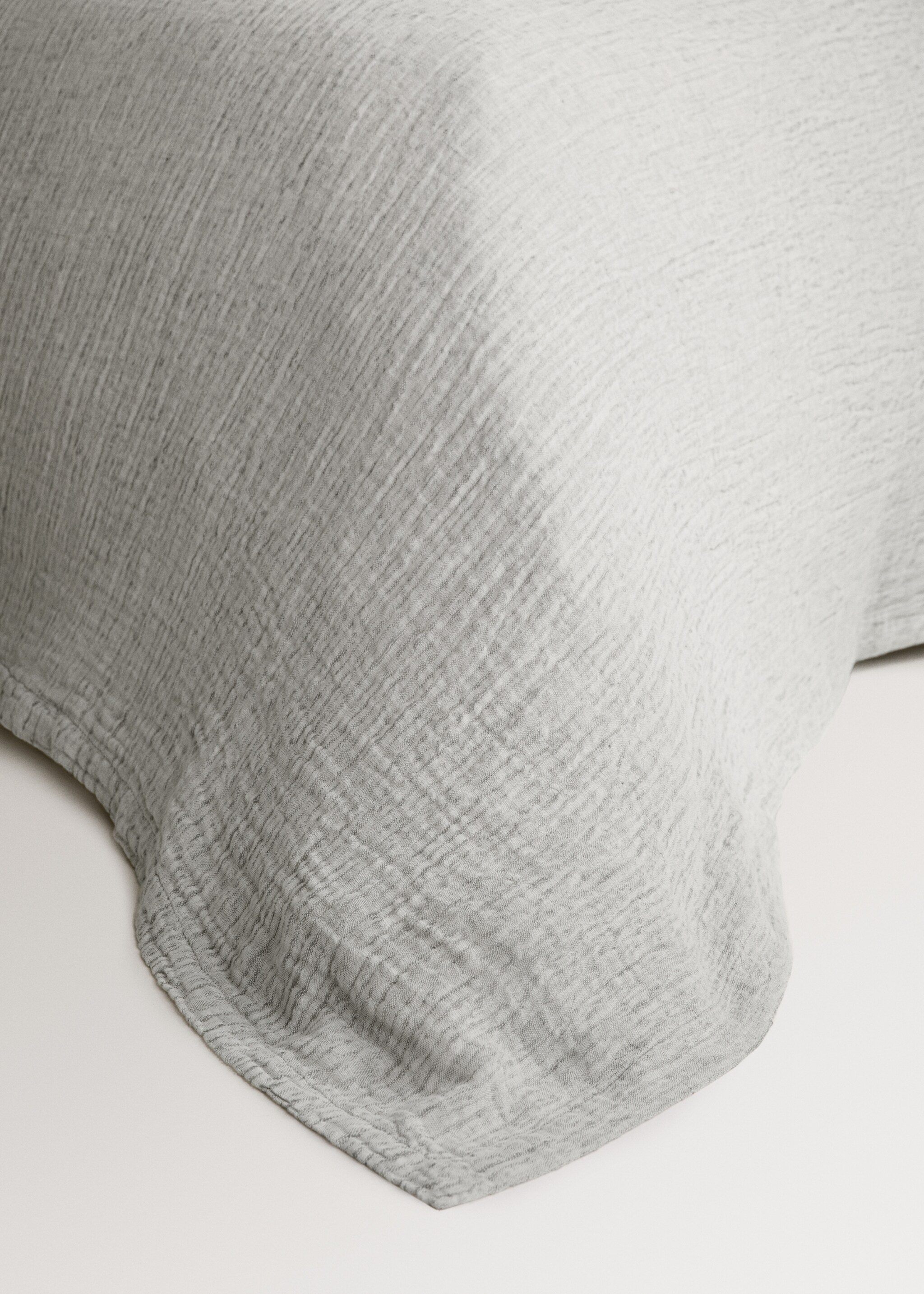 Linen cotton melange bedspread for Bed 180/200 cm - Details of the article 8, Charcoal. Ref: 27053334-00.