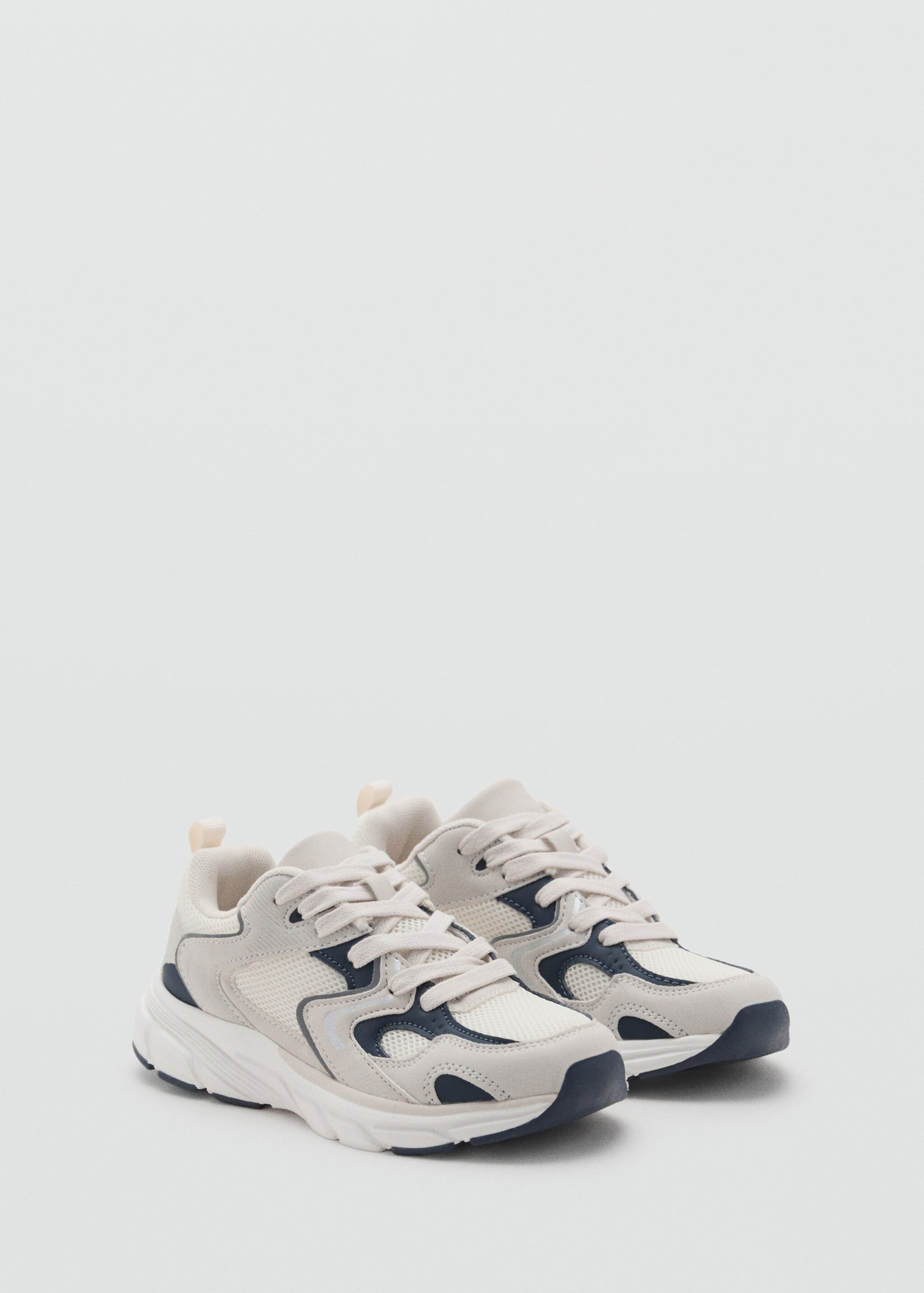 Two-tone lace-up trainers - Medium plane, Grey. Ref: 27053339-00.