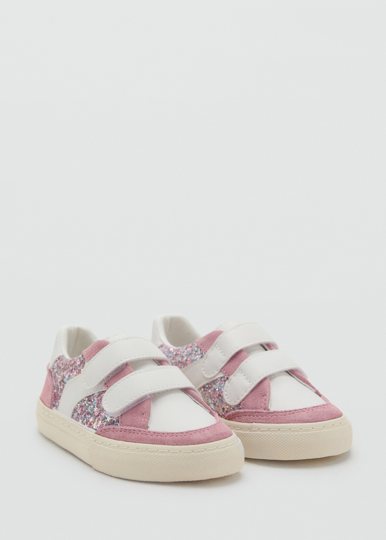 Glittersneakers met leren details - Middenvlak